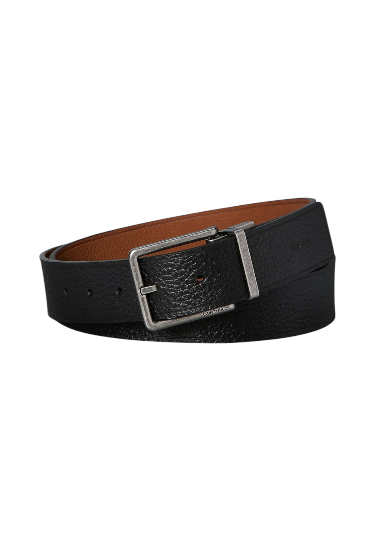 Cintura  Uomo Calvin klein Reversibile, Regolabile, Altezza 3,5 Cm, Fibbia Rettangolare, Pelle Martellata  LV04D7137G