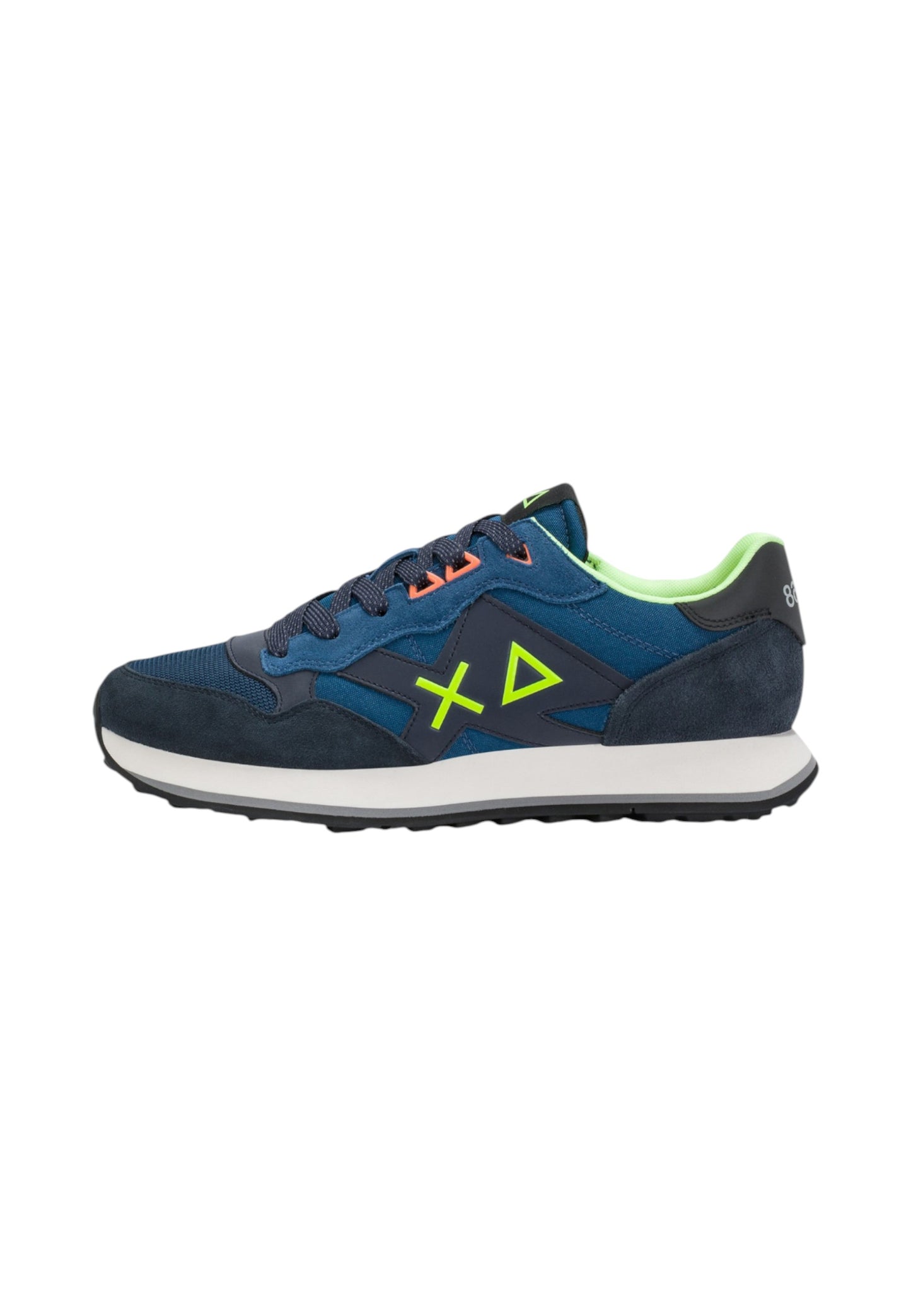 Sneakers Basse Uomo Sun68 Stile Running, Nylon E Suede, Maxi Logo, Dettagli Fluo Jaki 2.0 Fluo Z46123