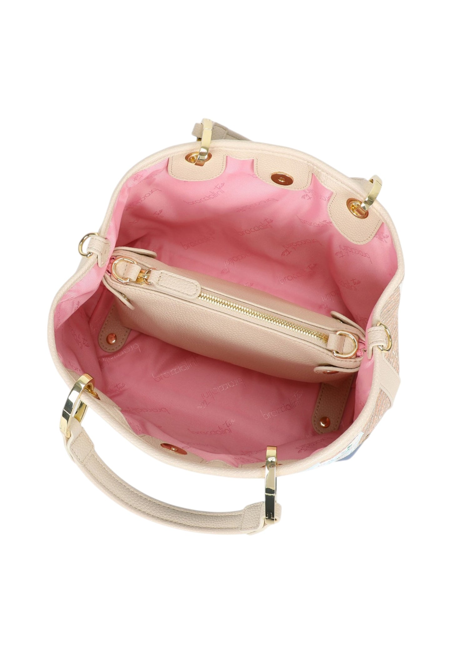 Borsa A Mano Donna Braccialini Stampa Duffy Duck New York Cartoline Lt LT251YY