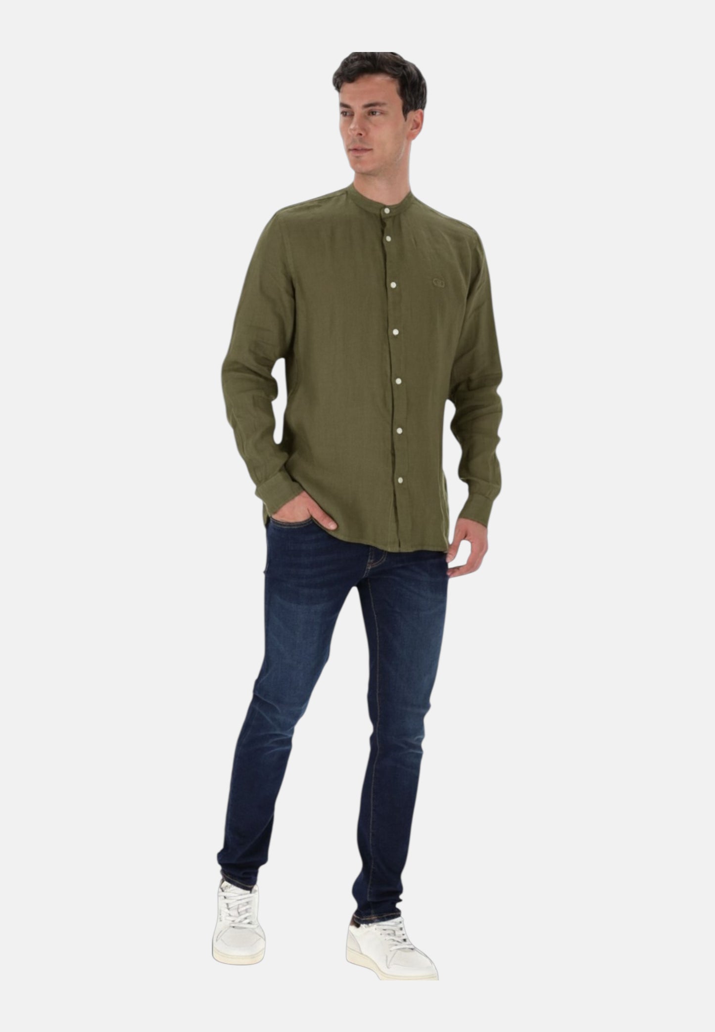 Camicia Manica lunga Uomo Liu Jo Collo Coreana In Lino  QA6205T4359