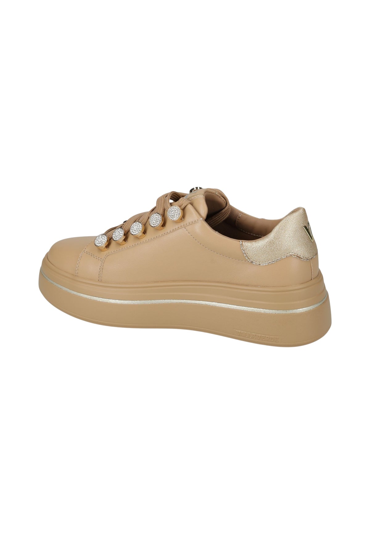 Sneakers Basse Donna Valleverde chiusura con lacci, occhielli decorativi, inserto luminoso sul tallone, suola alta, sottopiede in pelle  V35453