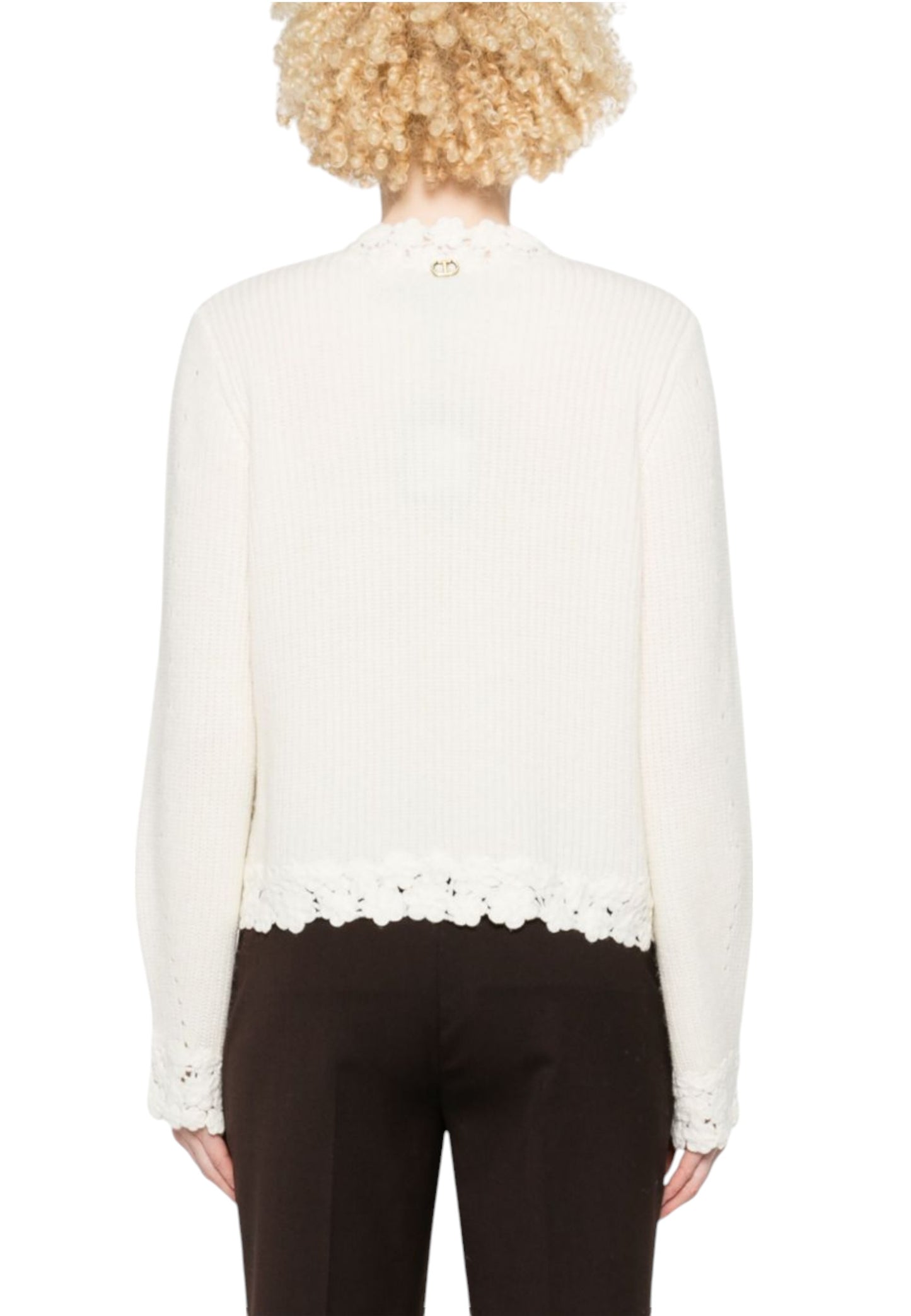 Cardigan  Donna Twinset In Maglia Con Applicazioni Crochet Flowers  242TT3420