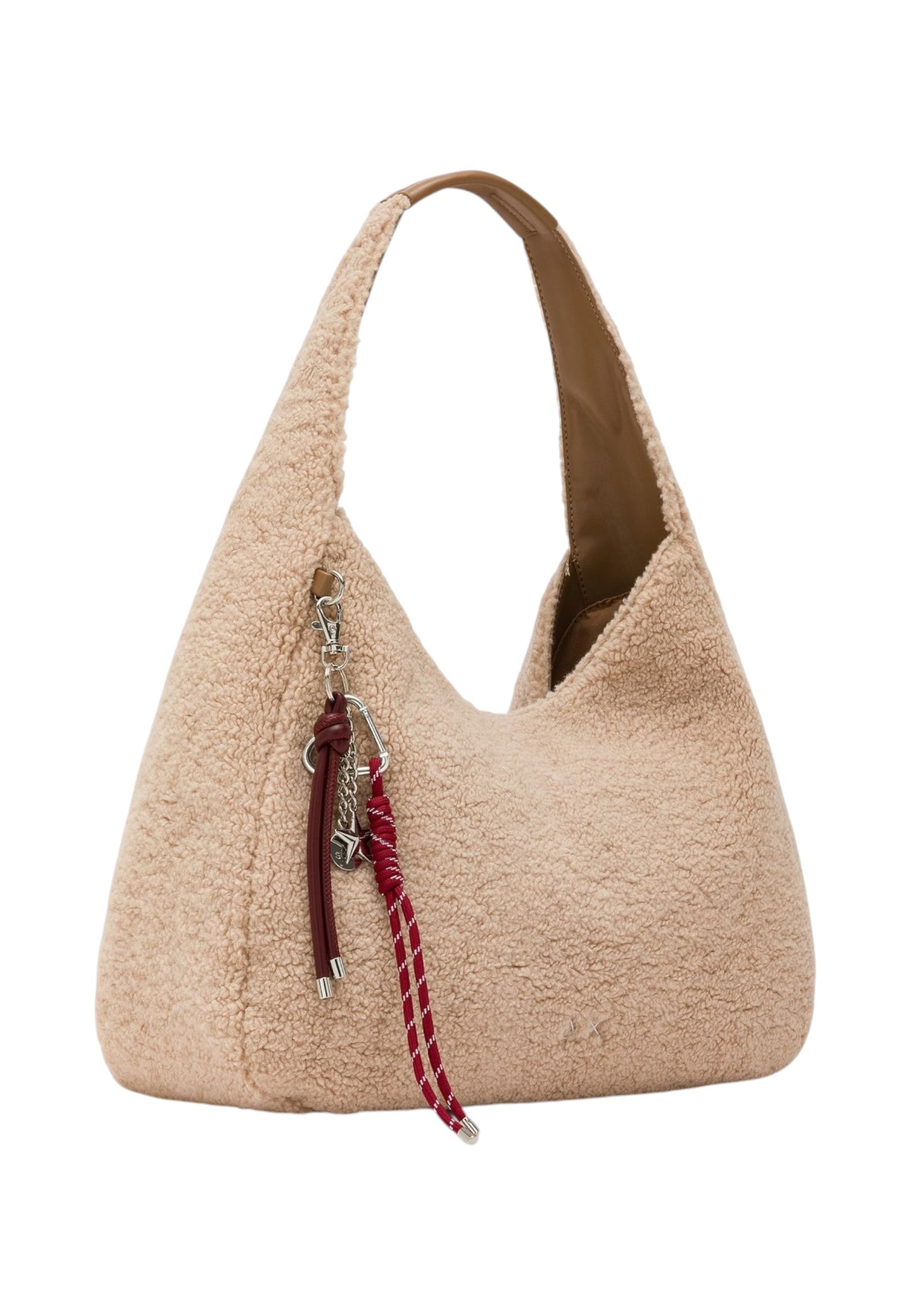 Borsa A Spalla Donna Sun68 Hobo Bag Tessuto Teddy, Manico A Spalla, Chiusura Con Zip, Charm Logato, Ampio Scomparto Teddy Y46225