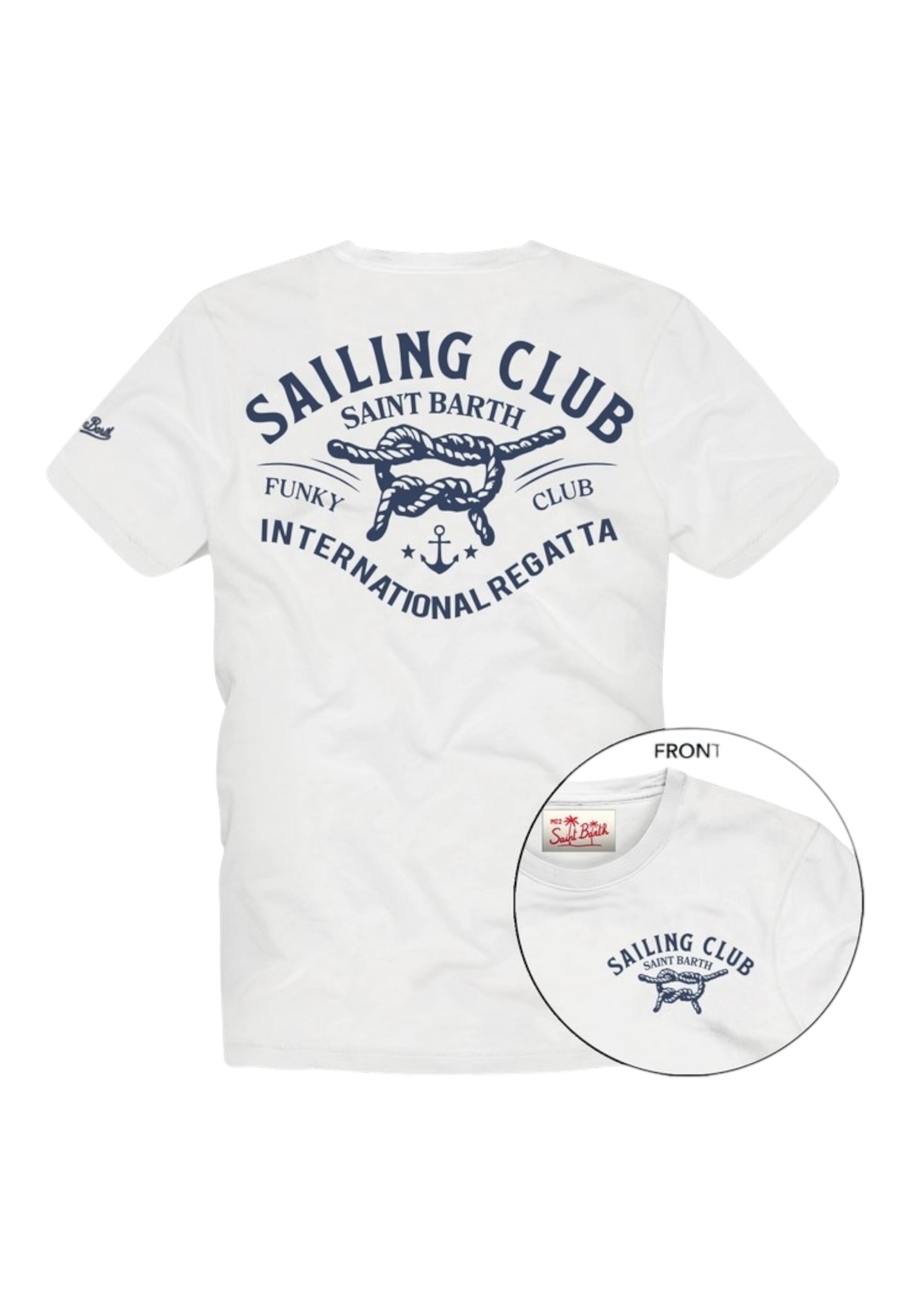 T-Shirt Manica Corta Uomo Mc2 Saint Barth Stampa/Ricamo Fronte E Retro Sb Sailing Regatta Portland PRL0002