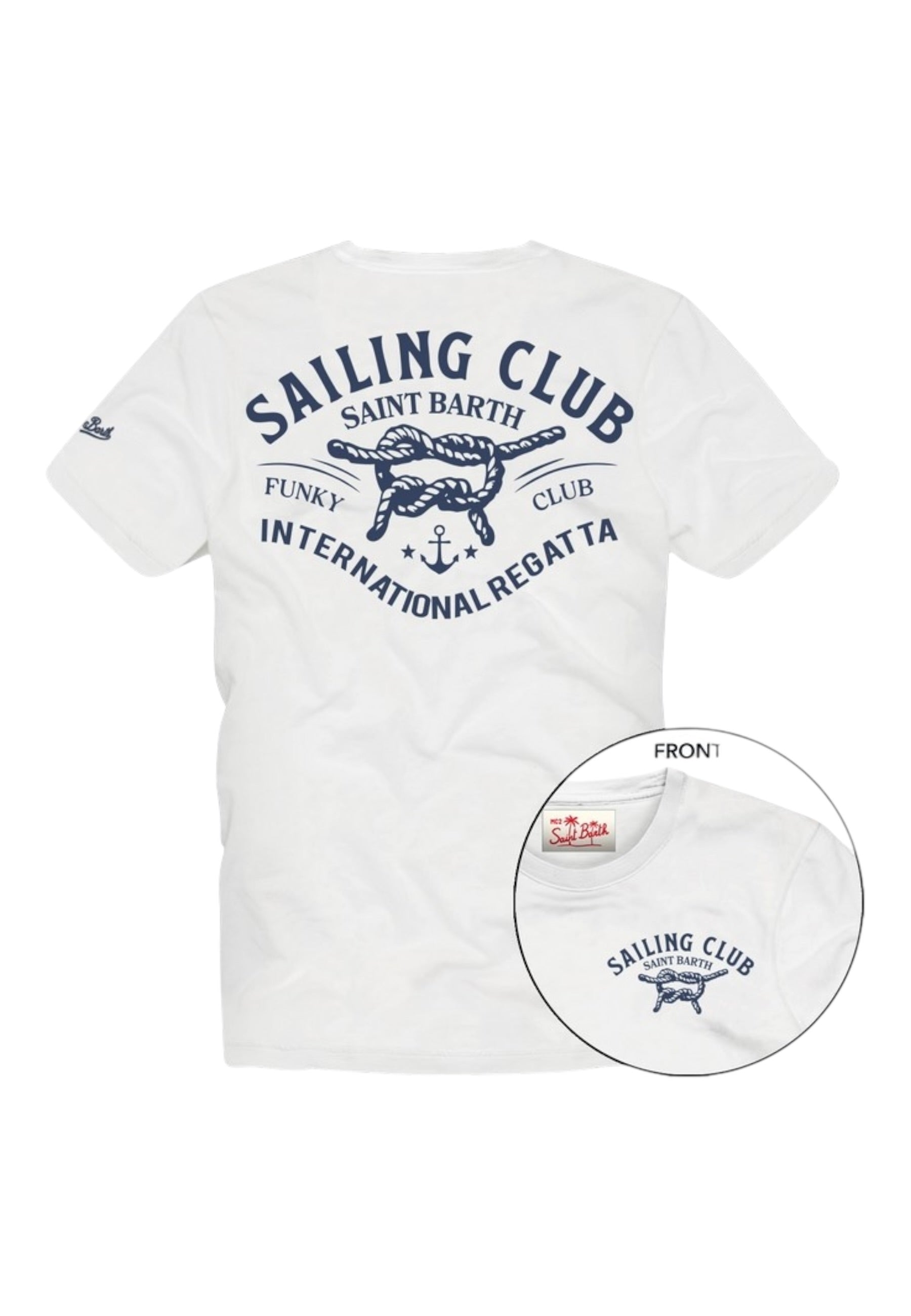 T-Shirt Manica Corta Uomo Mc2 Saint Barth Stampa/Ricamo Fronte E Retro Sb Sailing Regatta Portland PRL0002