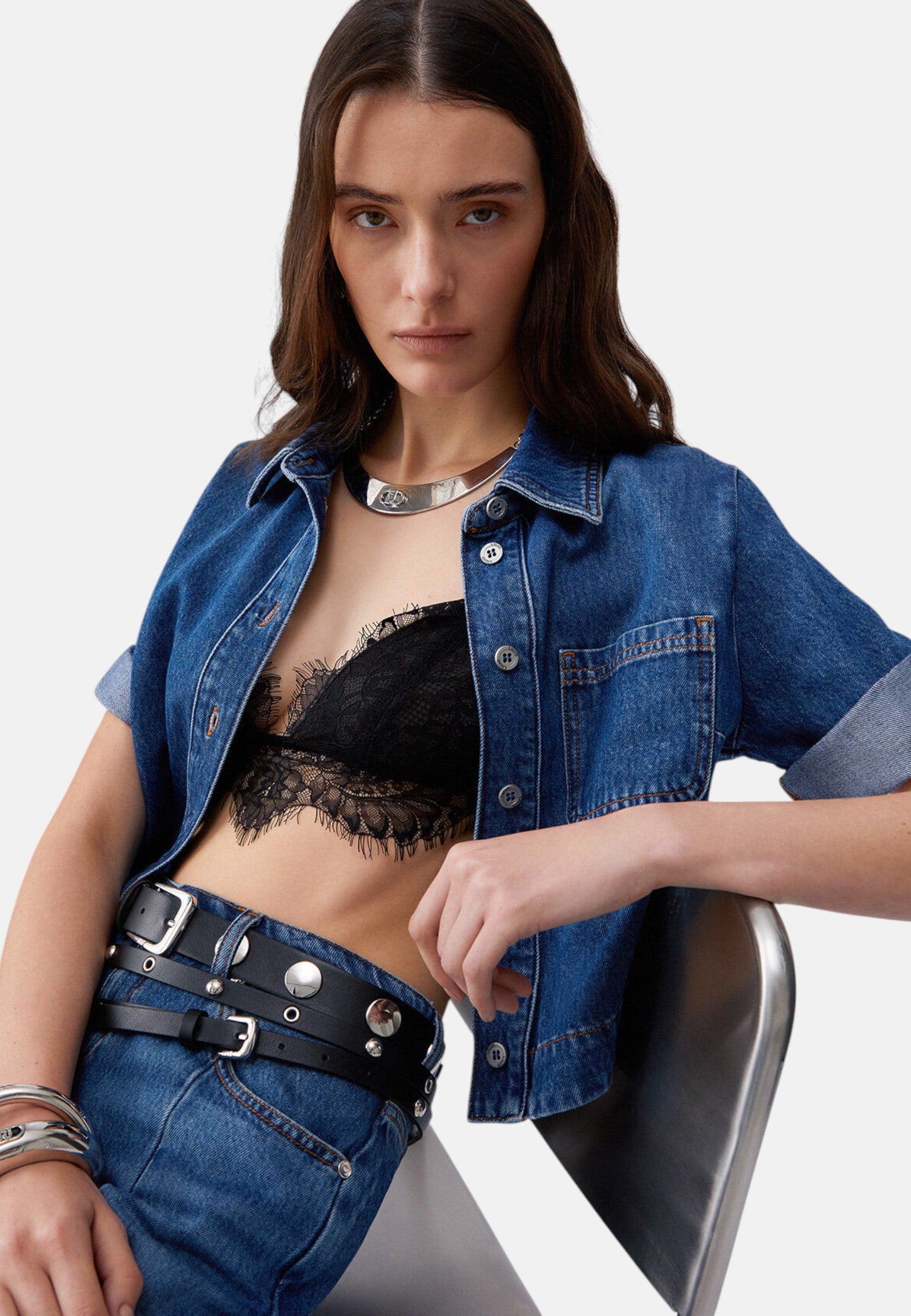 Camicia Manica Corta Donna Liu Jo In Denim  UA6337D0319