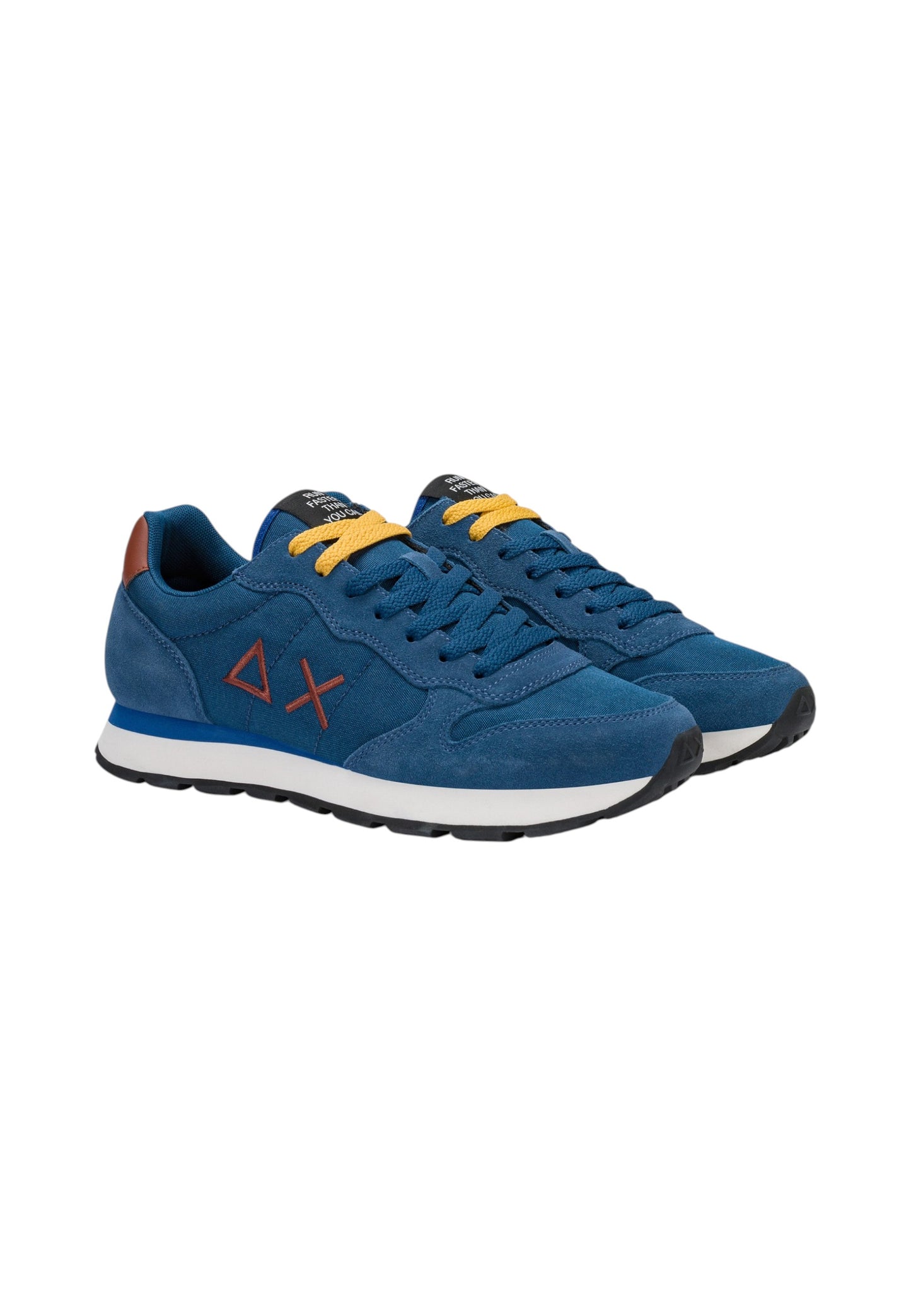 Sneakers Basse Uomo Sun68 Stile Running, Logo Ricamato, Nylon E Suede Tom Solid Z46101