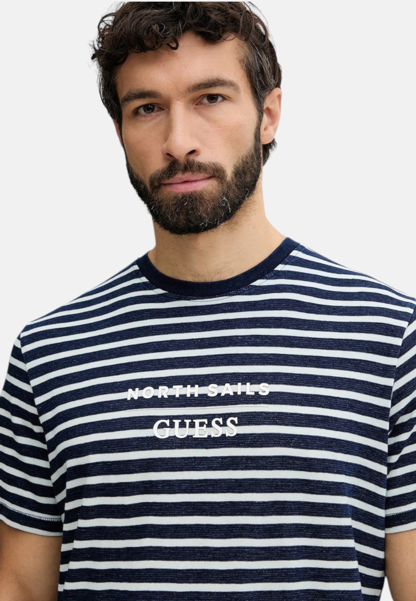 T-Shirt Manica Corta Uomo Guess  Guessxns - Striped Indigo M6GI47K3499