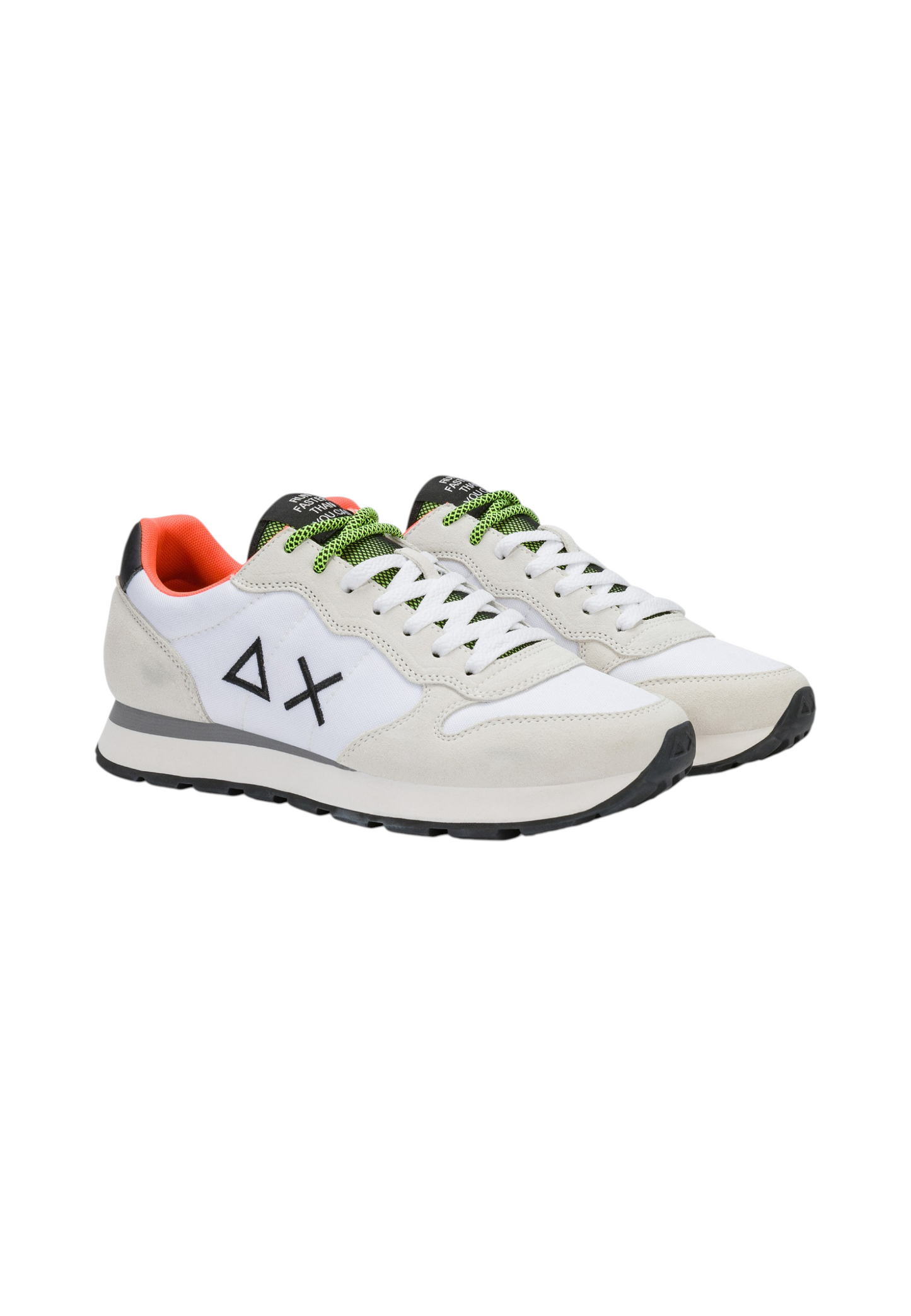 Sneakers Basse Uomo Sun68 Stile Running, Nylon E Suede, Dettagli Fluo, Logo Ricamato Tom Fluo Z46102
