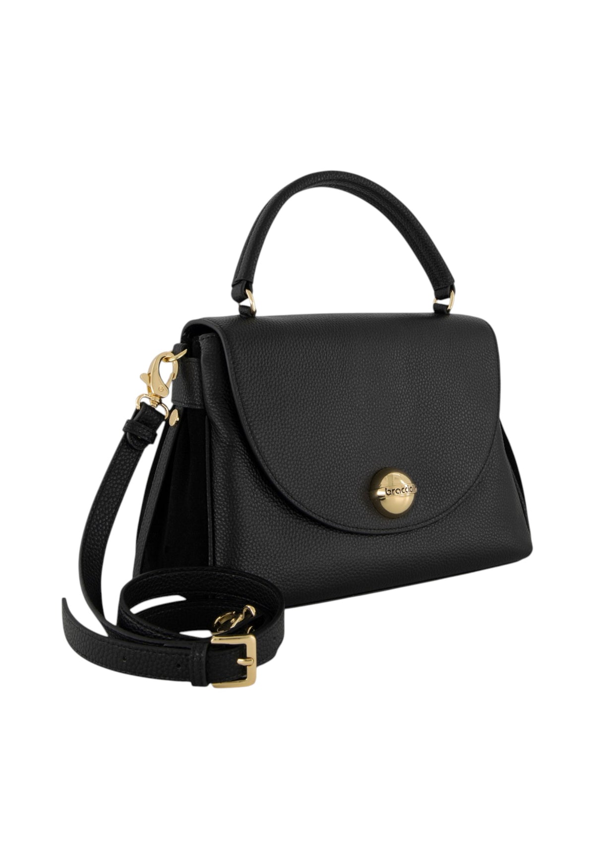 Borsa A Mano Donna Braccialini A Bauletto, Singolo con tracolla removibile e regolabile, Chiusura con zip, Due tasche interne, una con zip e una aperta, Dettaglio boule in metallo dorato, Dimensioni: 26 x 13 x 20 Cm Ariel B19433PP