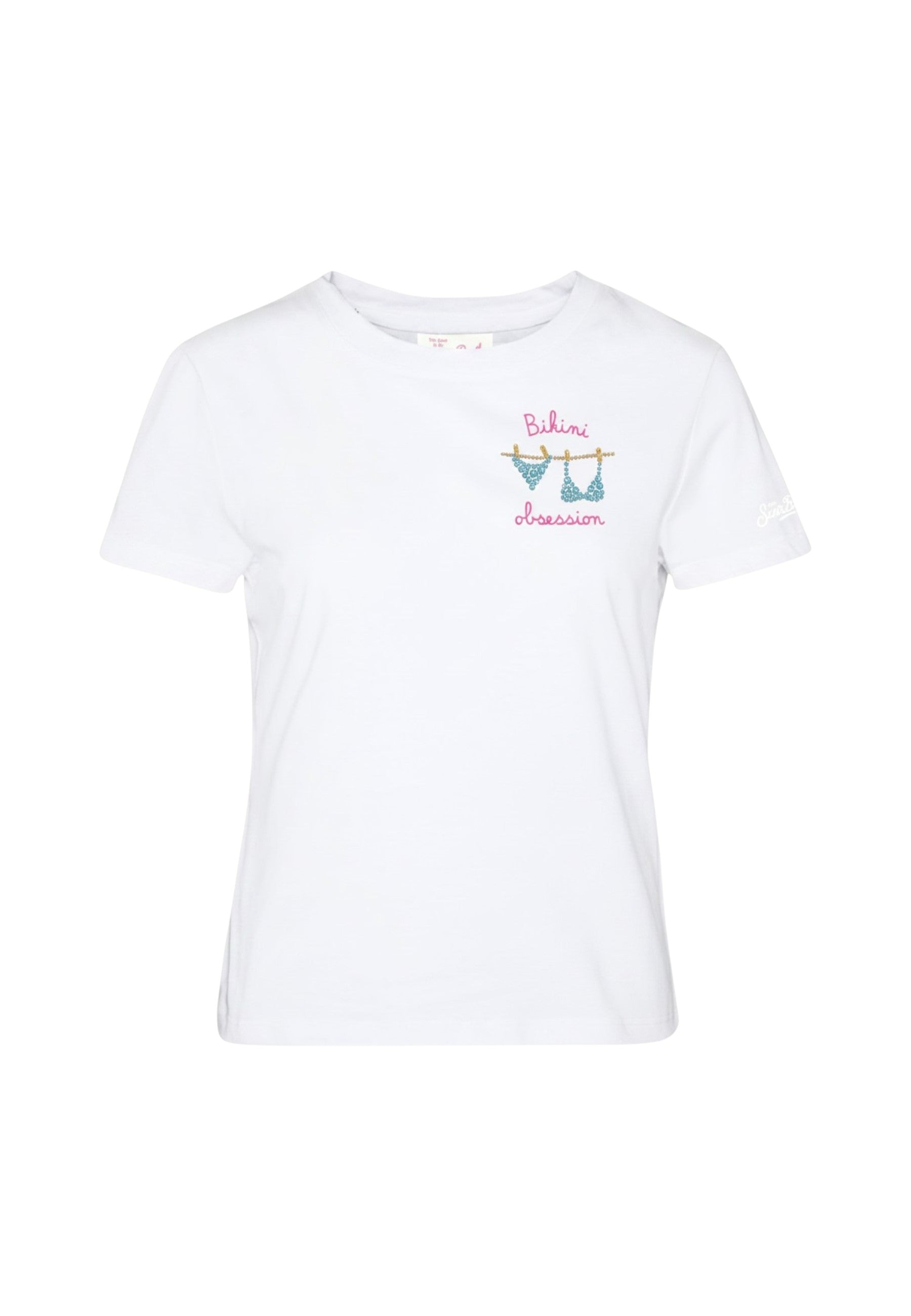 T-Shirt Manica Corta Donna Mc2 Saint Barth Bikini Obsession Strass Emb Emilie EMI0001