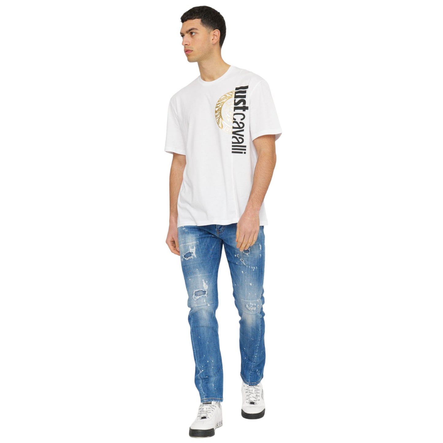 T-Shirt Manica Corta Uomo Just Cavalli  74Mm600 R T Round Split Logo 74OBHF05CJ200