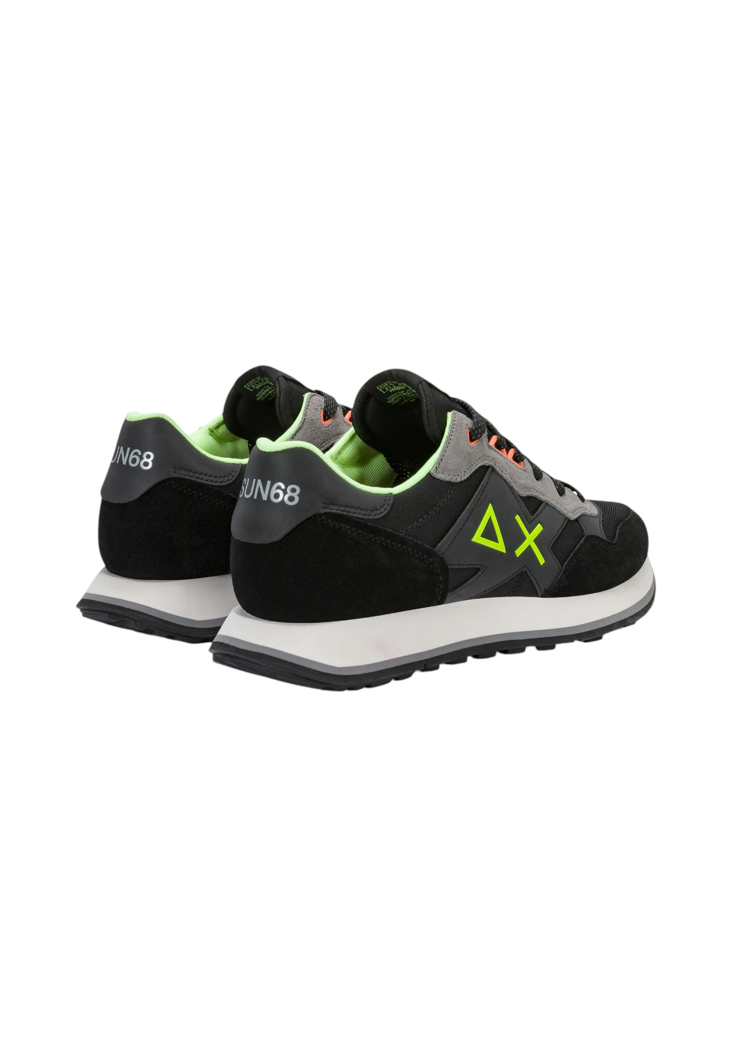 Sneakers Basse Uomo Sun68 Stile Running, Nylon E Suede, Maxi Logo, Dettagli Fluo Jaki 2.0 Fluo Z46123