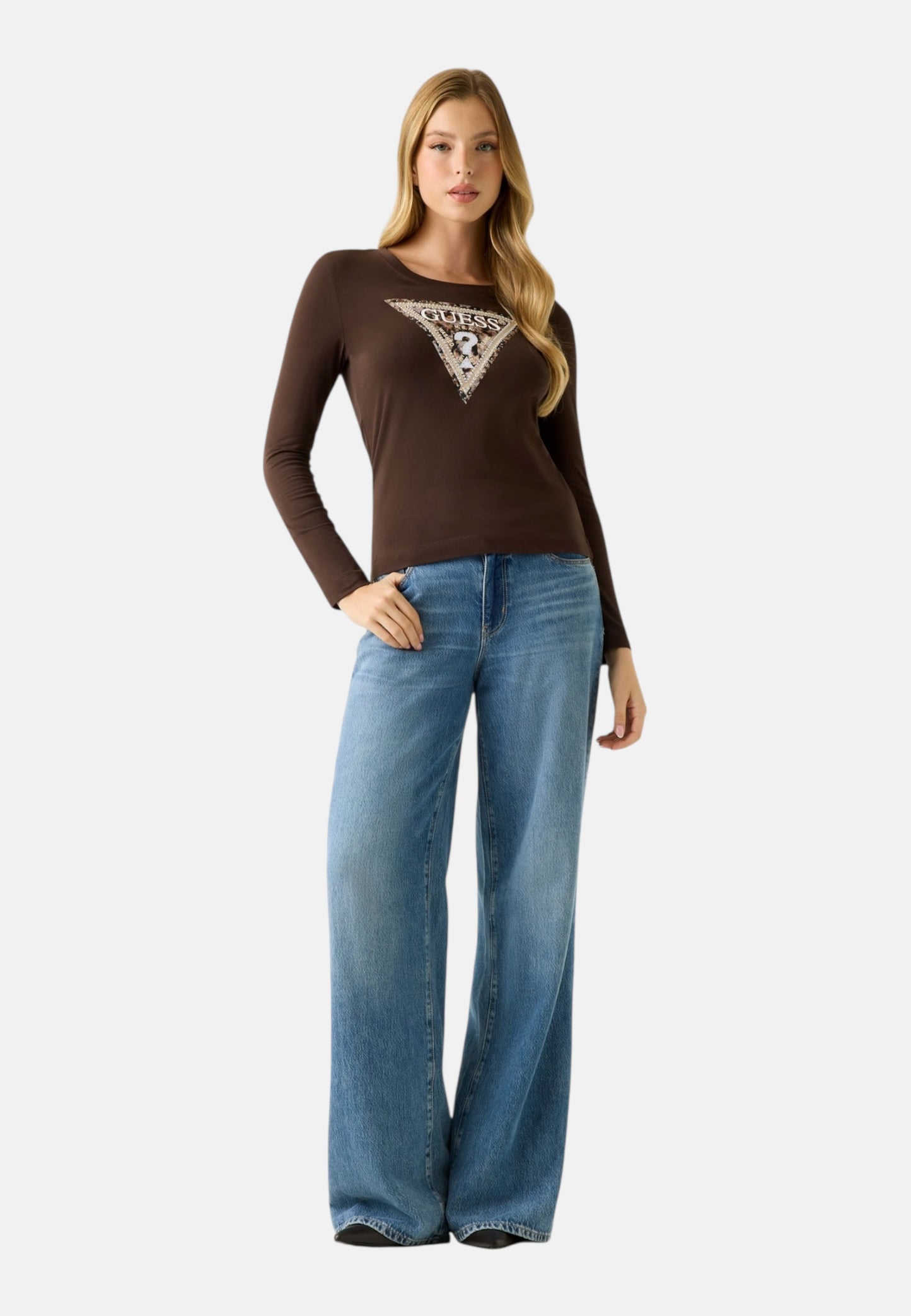 T-Shirt Manica lunga Donna Guess  Leo Triangle W6RI33J1314