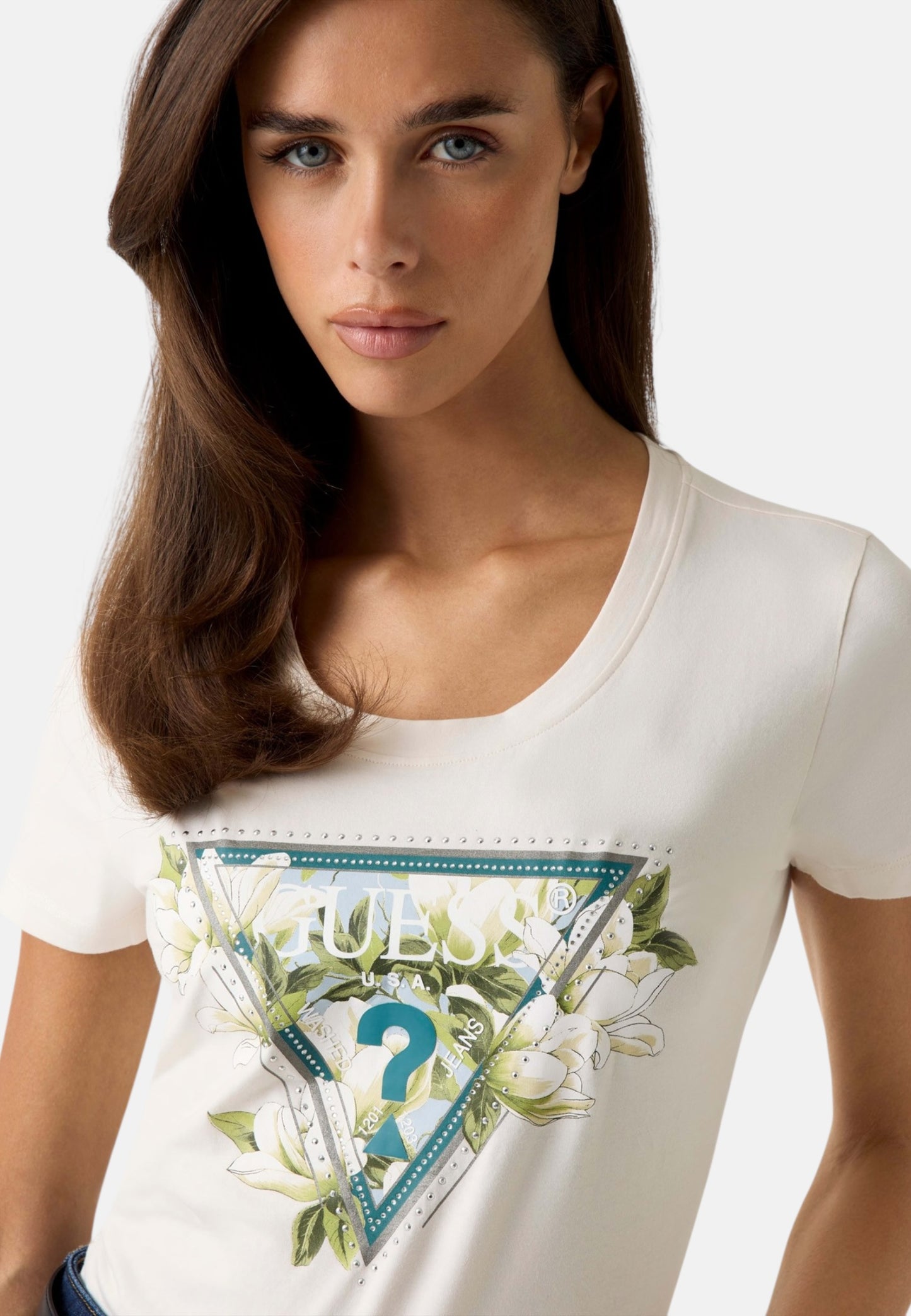 T-Shirt Manica Corta Donna Guess  Camelia Triangle W6RI35J1314
