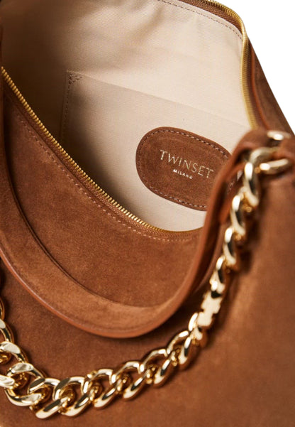 Borsa A Spalla Donna Twinset Grande In Camoscio Manico In Catena Logo  252TB7162