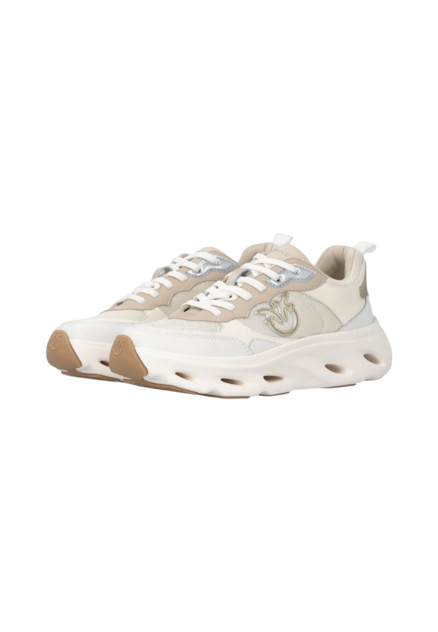 Sneakers Basse Donna Pinko In Pelle Di Vitello/Mesh Con Logo Love Birds Pink 09 SS0167P132