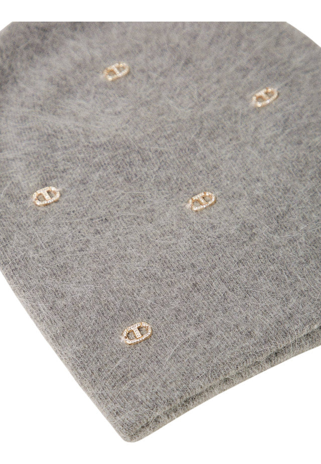 Berretto  Donna Twinset In Maglia Con Ricamo Placchetta Oval T Strass  242TA4140