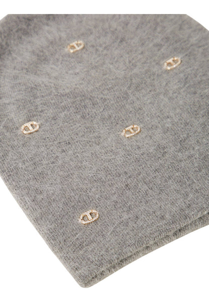 Berretto  Donna Twinset In Maglia Con Ricamo Placchetta Oval T Strass  242TA4140