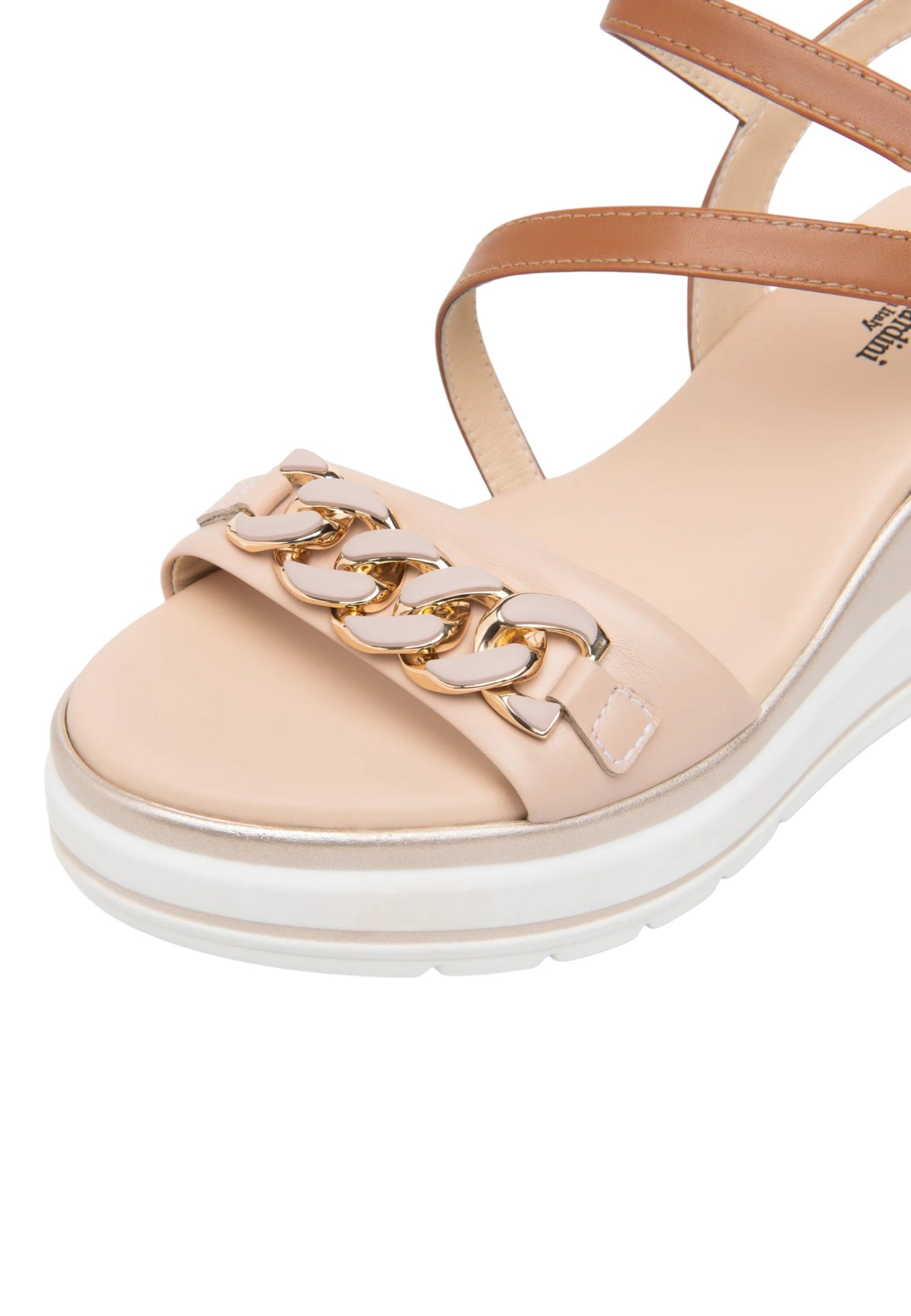 Sandali Con Zeppa Donna Nero Giardini In Pelle Con Fascia Frontale E Catena Decorativa  E615962D
