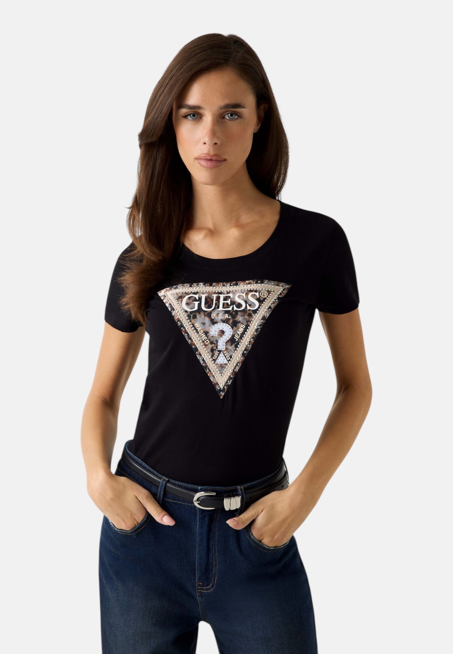 T-Shirt Manica Corta Donna Guess  Leo Triangle W6RI32J1314