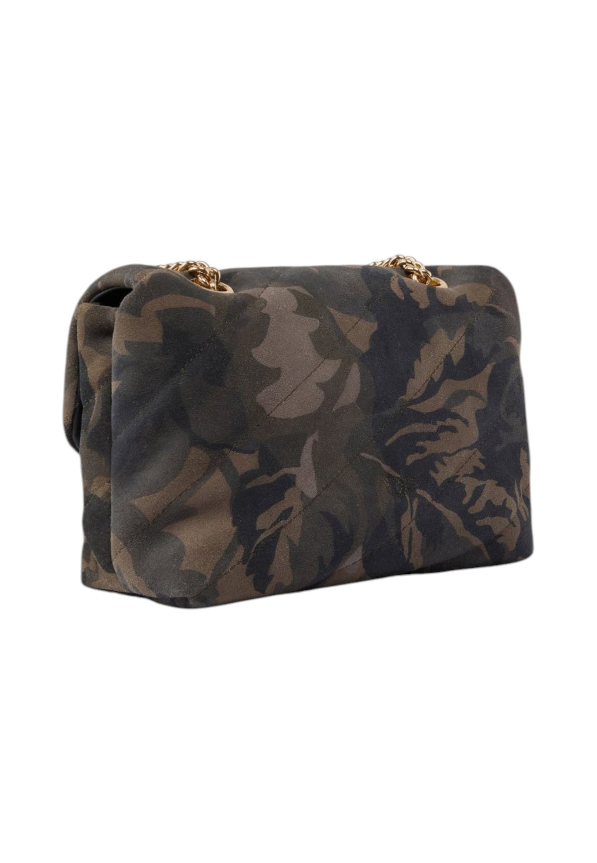 Borsa A Tracolla Donna Pinko Pelle scamosciata stampata, effetto trapuntato, fibbia Love Birds, tracolla a catena, misure 22 x 8 x 16 cm Love Puff Mini Suede Print 100039A3LR