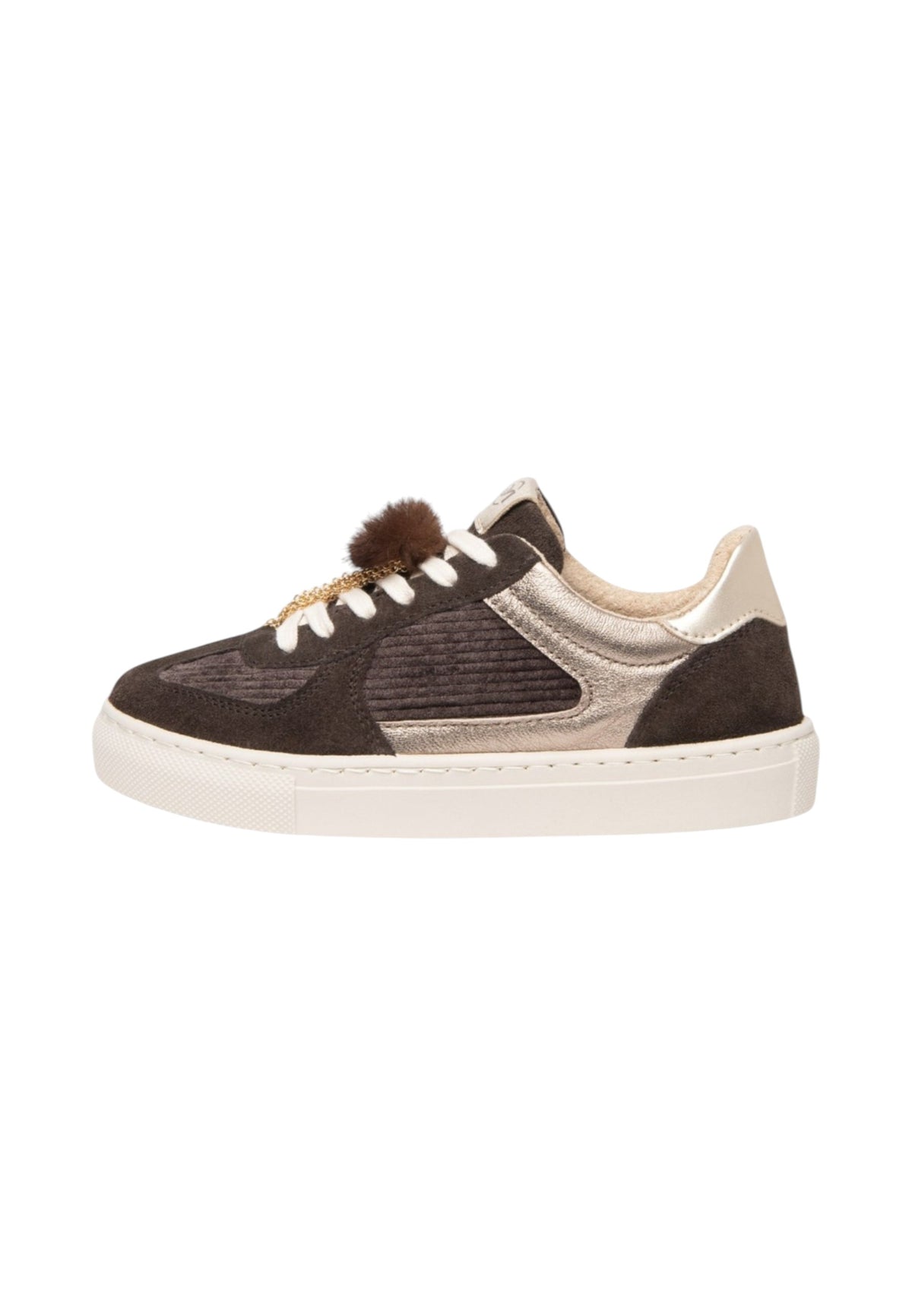 Sneakers Basse Donna Nero Giardini Tomaia in pelle scamosciata e tessuto, pannelli animalier, finiture metallizzate, pompon decorativo, suola in gomma, Made in Italy  I633722F