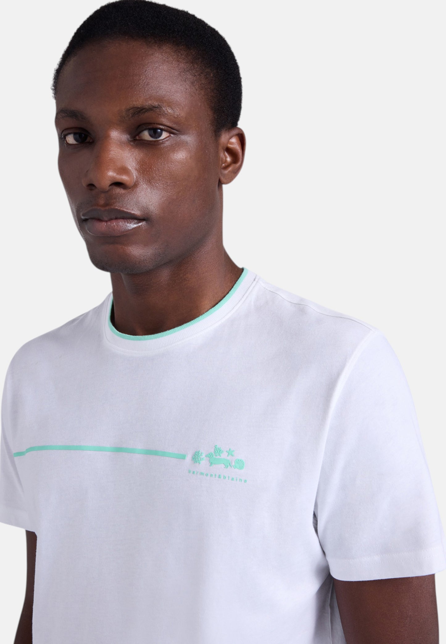 T-Shirt Manica Corta Uomo Harmont & Blaine Con Stampa Mare  IRQ421021055