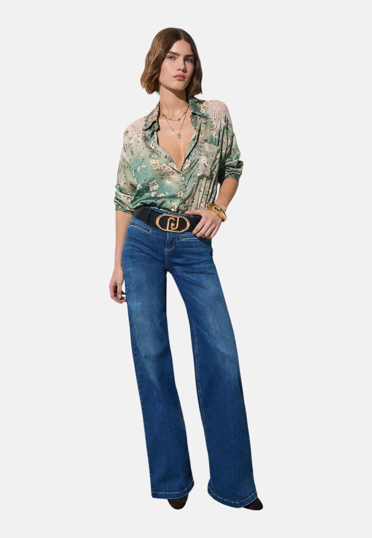 Jeans Wide Leg Donna Liu Jo Bottom Up A Vita Alta Parfait Flare UF6069DS004