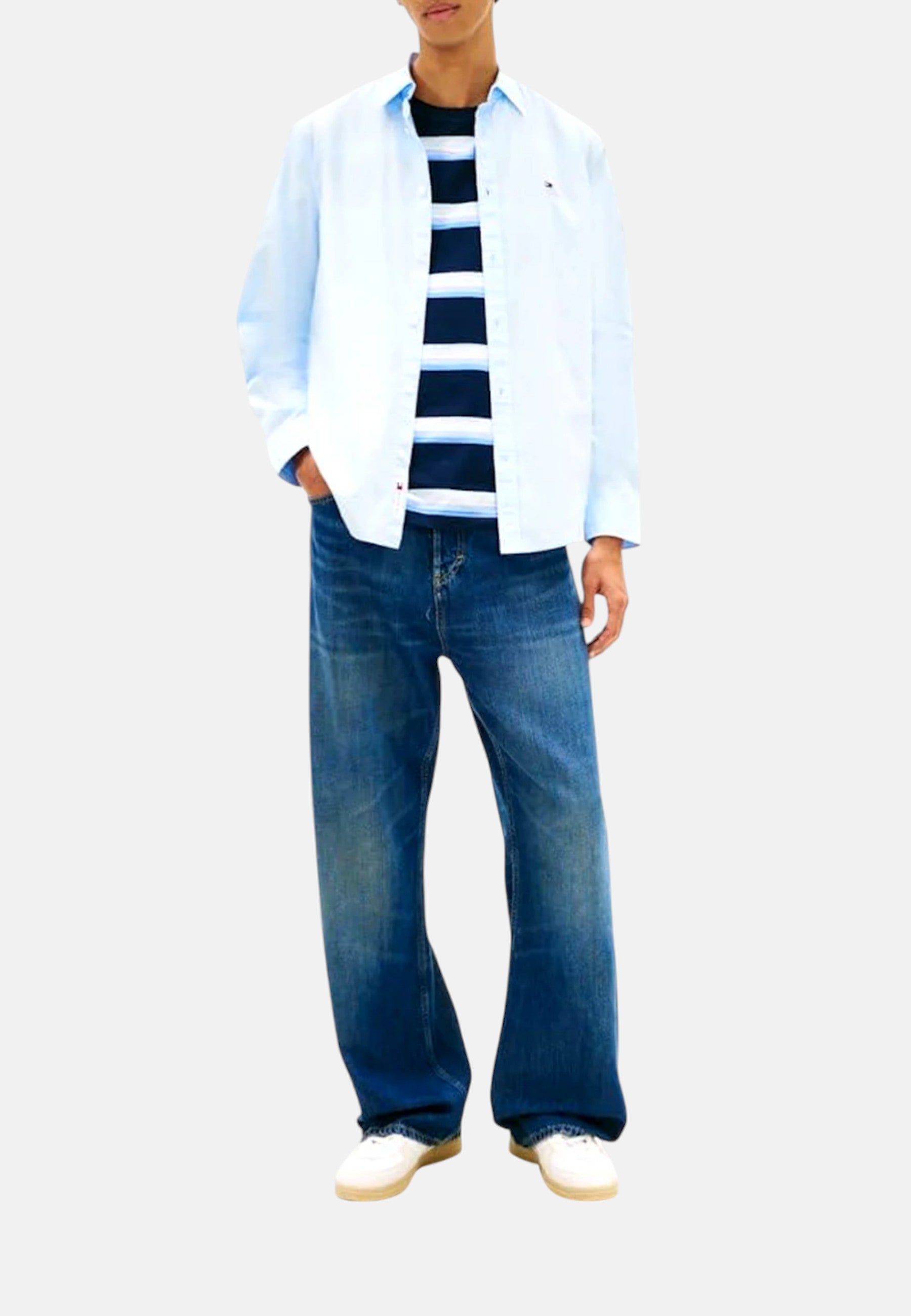 Camicia Manica lunga Uomo Tommy Jeans  Tjm Reg Poplin Shir DM0DM22026