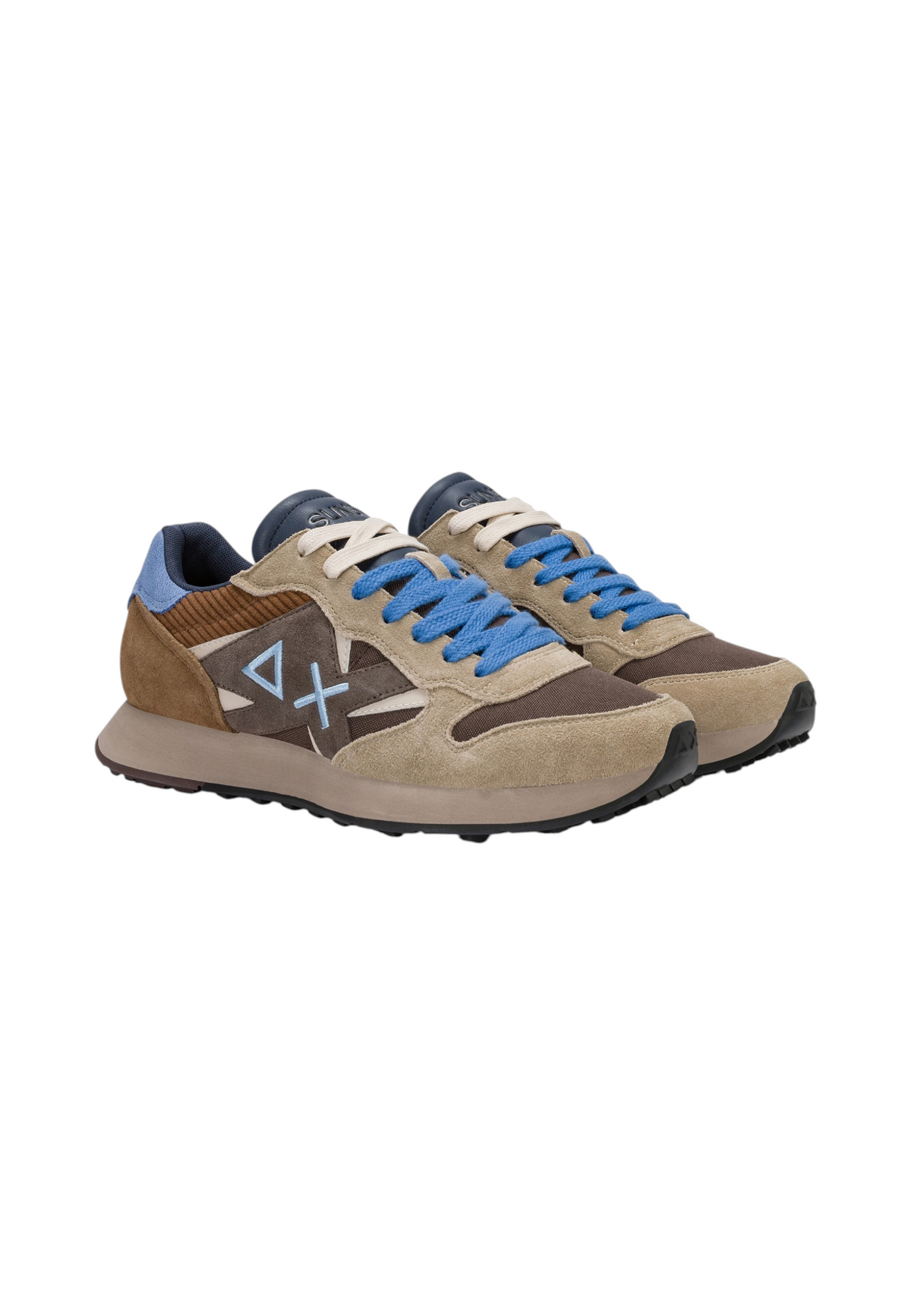 Sneakers Basse Uomo Sun68 Stile Running, Nylon E Suede, Maxi Logo Jaki Winter Z46125