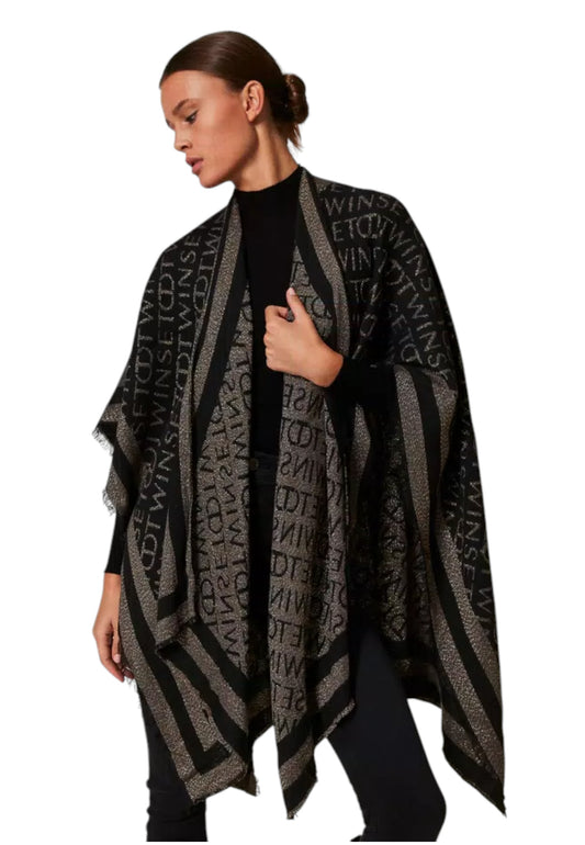 Poncho  Donna Twinset In Tessuto Con Logo Jacquard  242TO504A