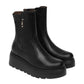 Stivaletti Chelsea Donna Nero Giardini Tomaia in pelle, chiusura laterale con zip, punta tonda, suola platform carrarmato, Made in Italy  I618110D