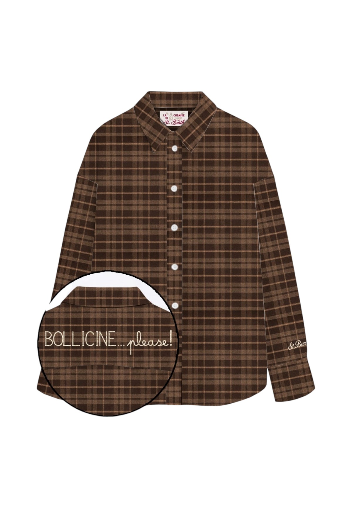 Camicia Manica lunga Donna Mc2 Saint Barth Colletto, Chiusura Con Bottoni, La Fantasia Tartan E Un Ricamo Sulla Tasca Gigy Flannel GIG0001-TARTAN-BOLLICINE