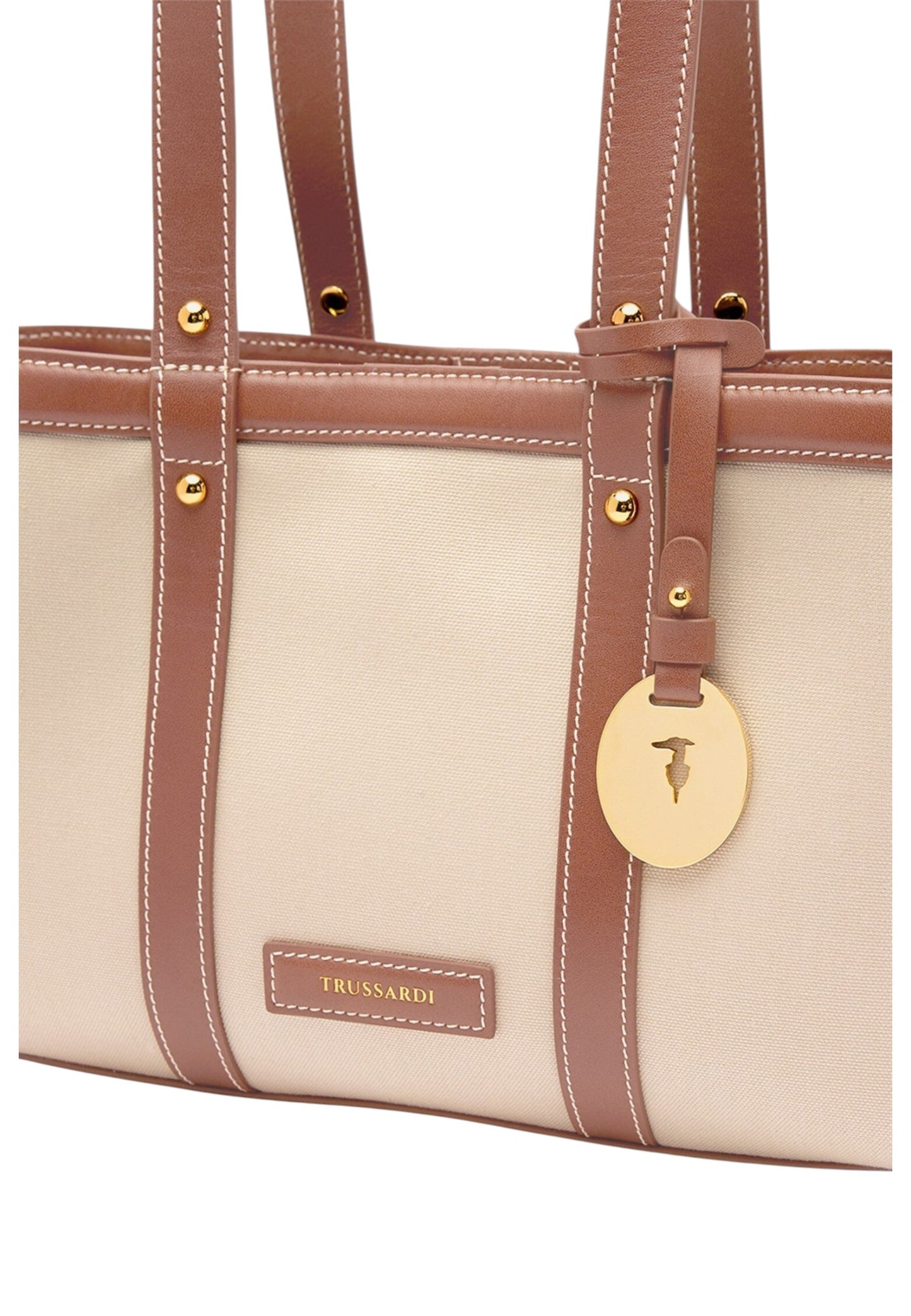Borsa A Spalla Donna Trussardi Shopper Small In Canvas E Pelle Elba Z774E006475N