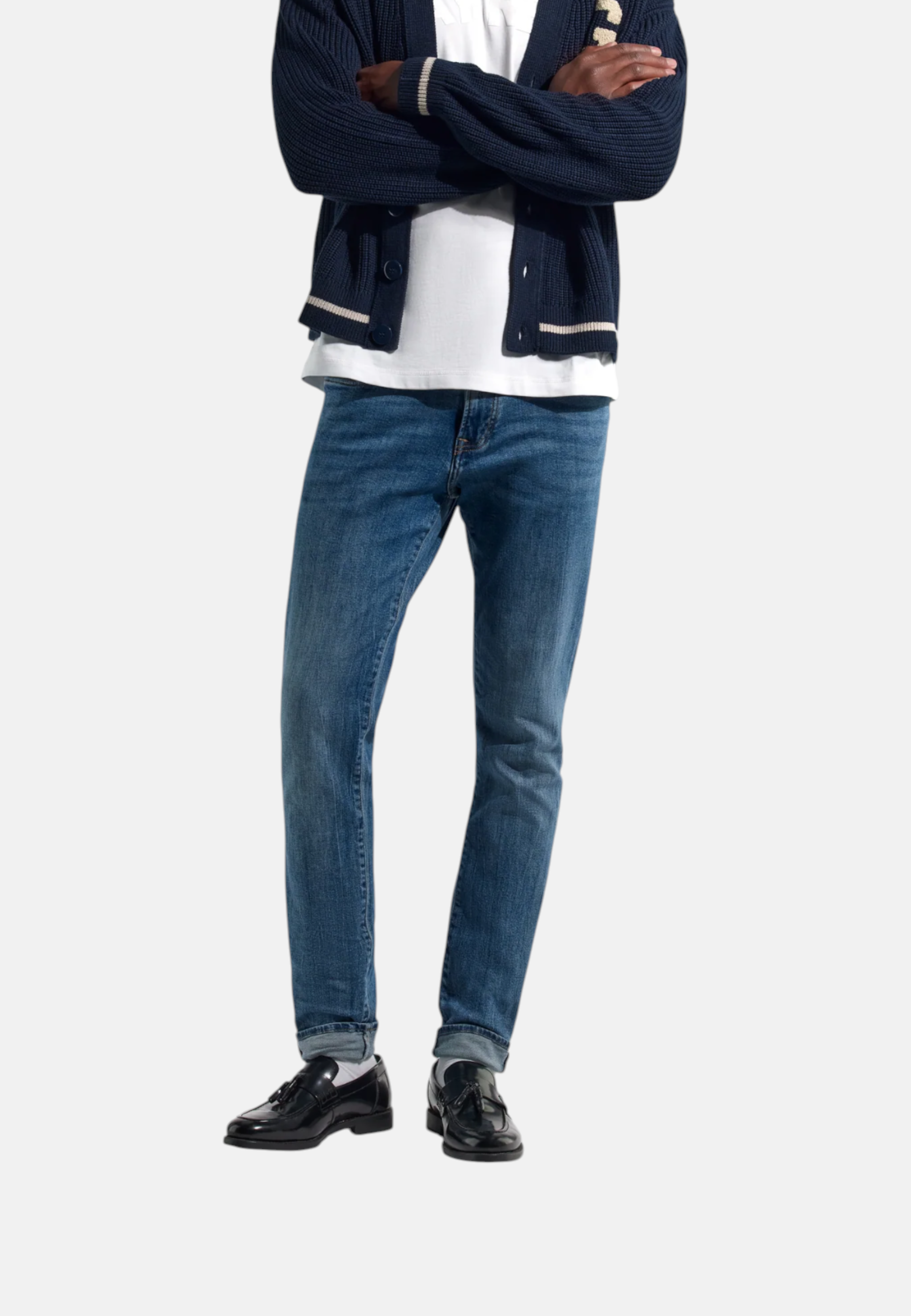 Jeans Skinny Fit Uomo Gas Stone Medium Blue + 3D Wiskers Sax Zip Plus 351598030291