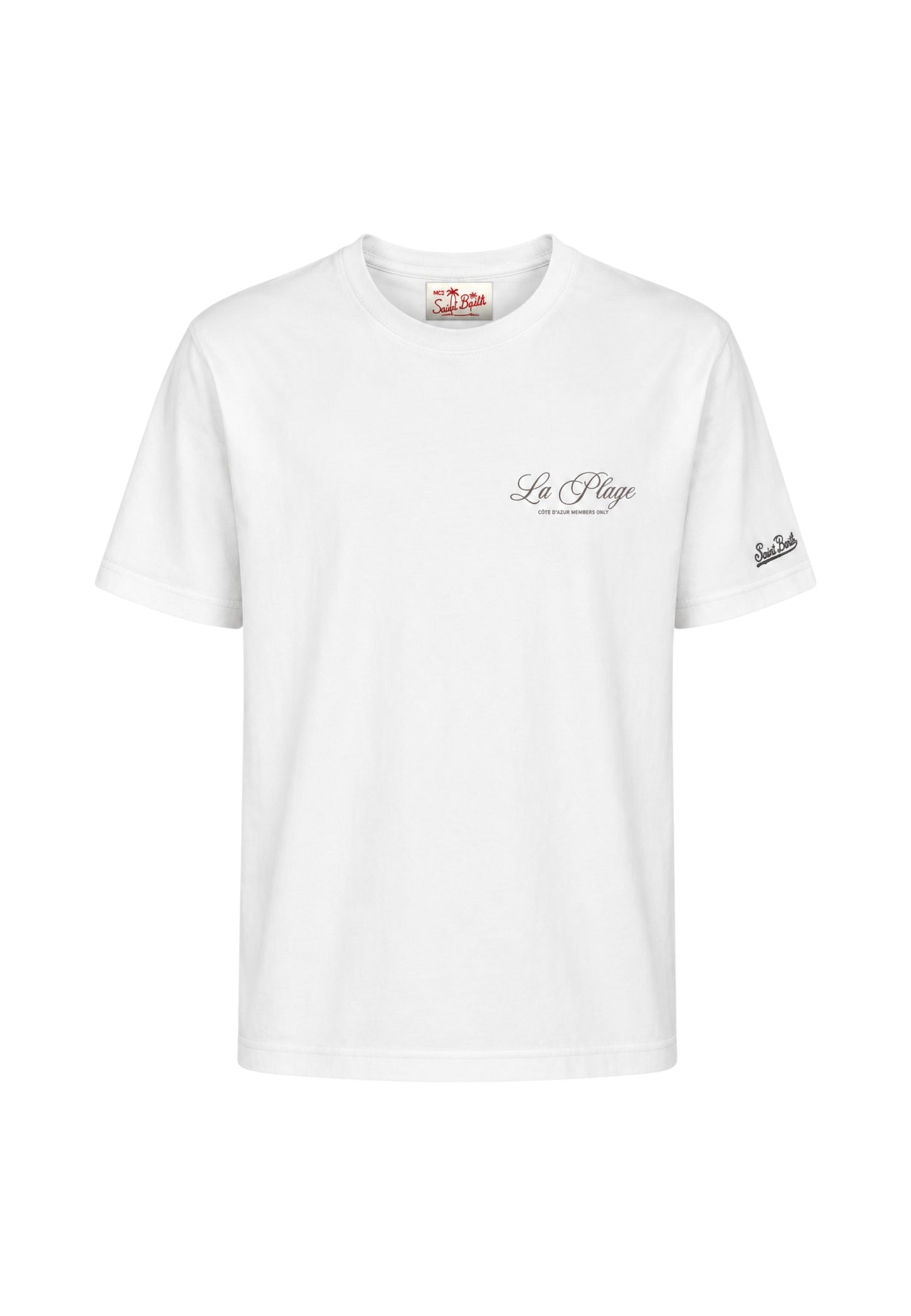 T-Shirt Manica Corta Uomo Mc2 Saint Barth Stampa/Ricamo Fronte E Retro La Plage Portland PRL0002