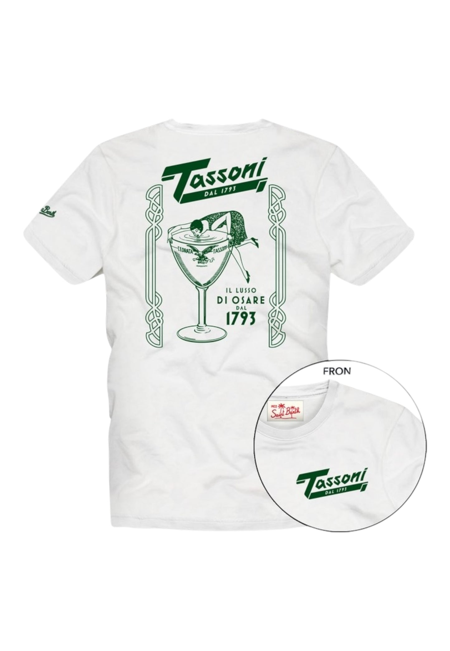 T-Shirt Manica Corta Uomo Mc2 Saint Barth Stampa/Ricamo Fronte E Retro Tassoni Lusso Portland PRL0002