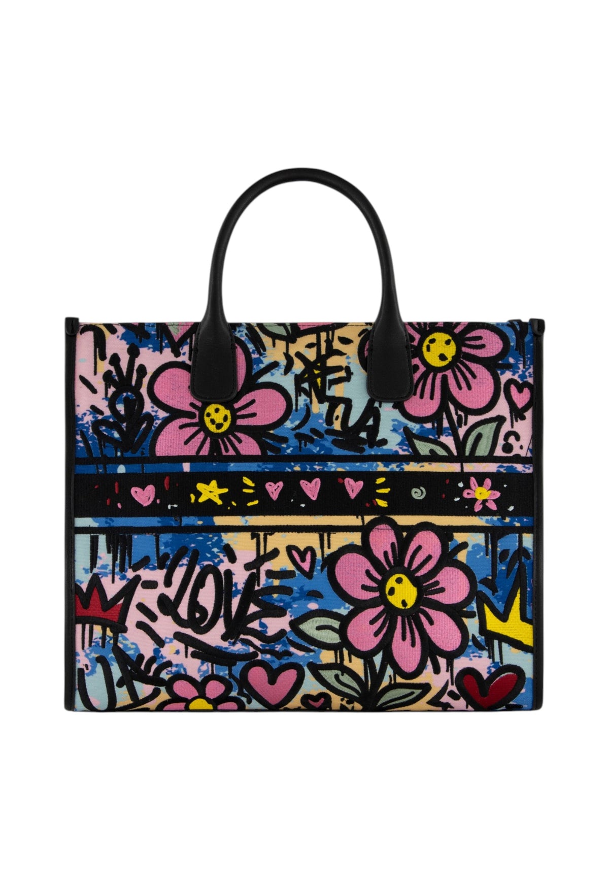 Borsa A Mano Donna Braccialini Tote, Doppio con tracolla removibile e regolabile, Chiusura con zip, Due tasche interne, una con zip e una aperta, Motivo jacquard con ricami e dettagli graffiti, Dimensioni: 35.5 x 17 x 29 Cm Jacquard B19290TY