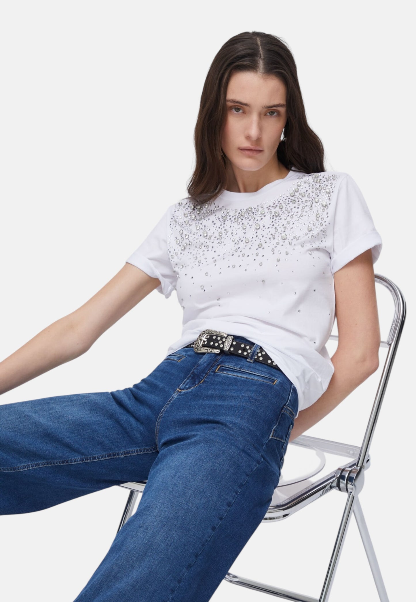 T-Shirt Manica Corta Donna Liu Jo Con Castoni  CA6193J3868