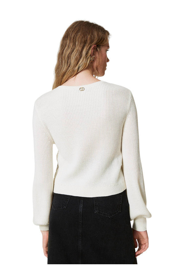 Maglione A Girocollo Donna Twinset In Maglia E Telaio Crochet  242TP3471