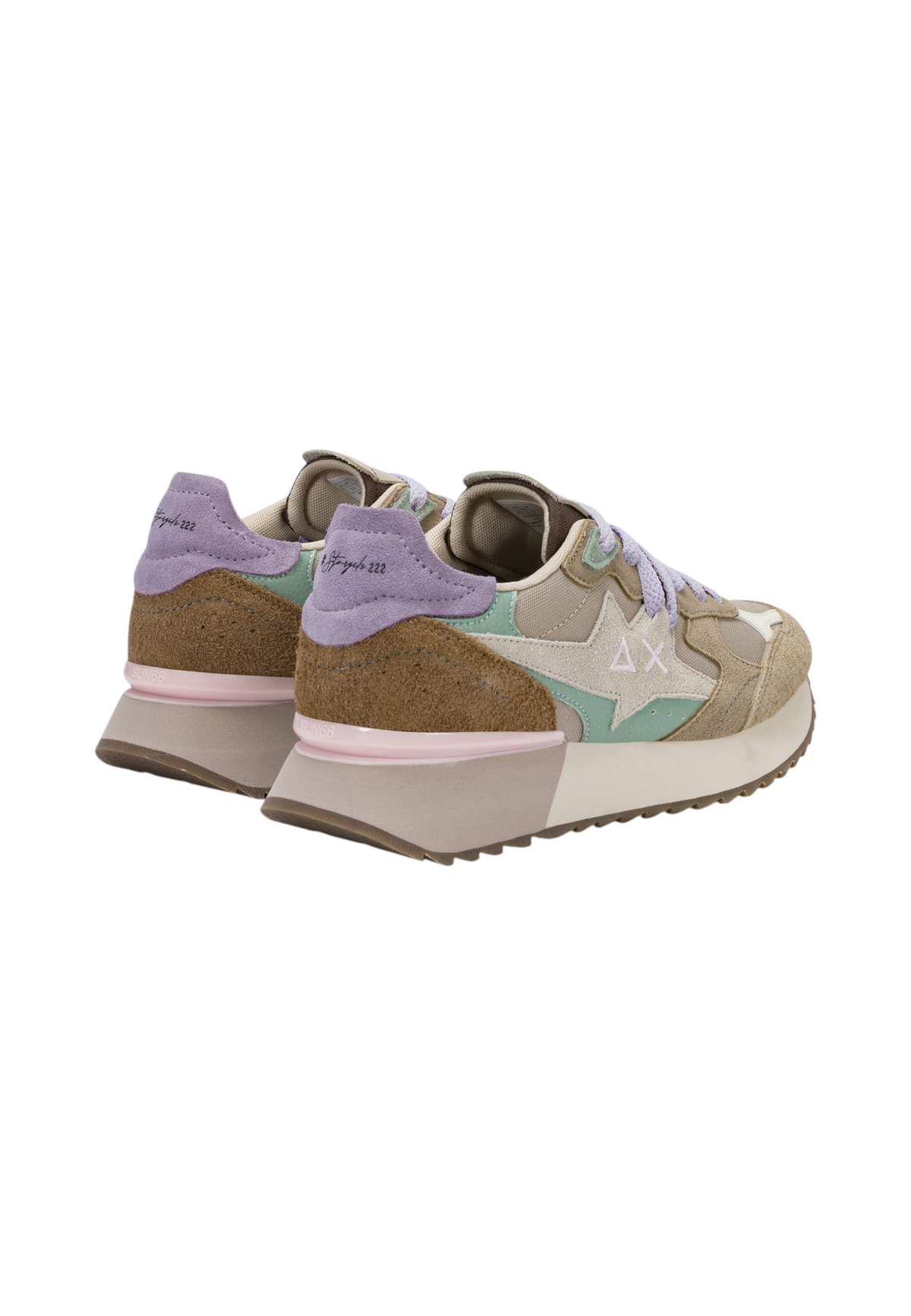 Sneakers Basse Donna Sun68 Stile Running, Suede E Nylon Stargirl Multicolor Z46222