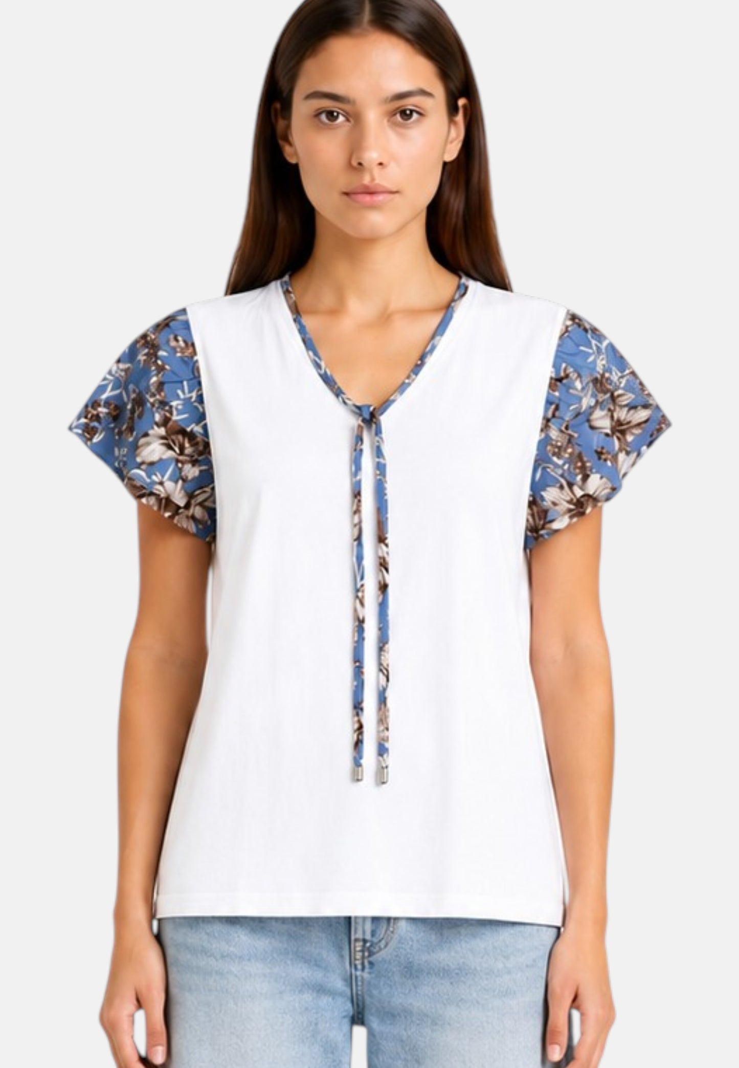 T-Shirt Manica Corta Donna Liu Jo Brown Blue Wave Lily  WA6513J6308
