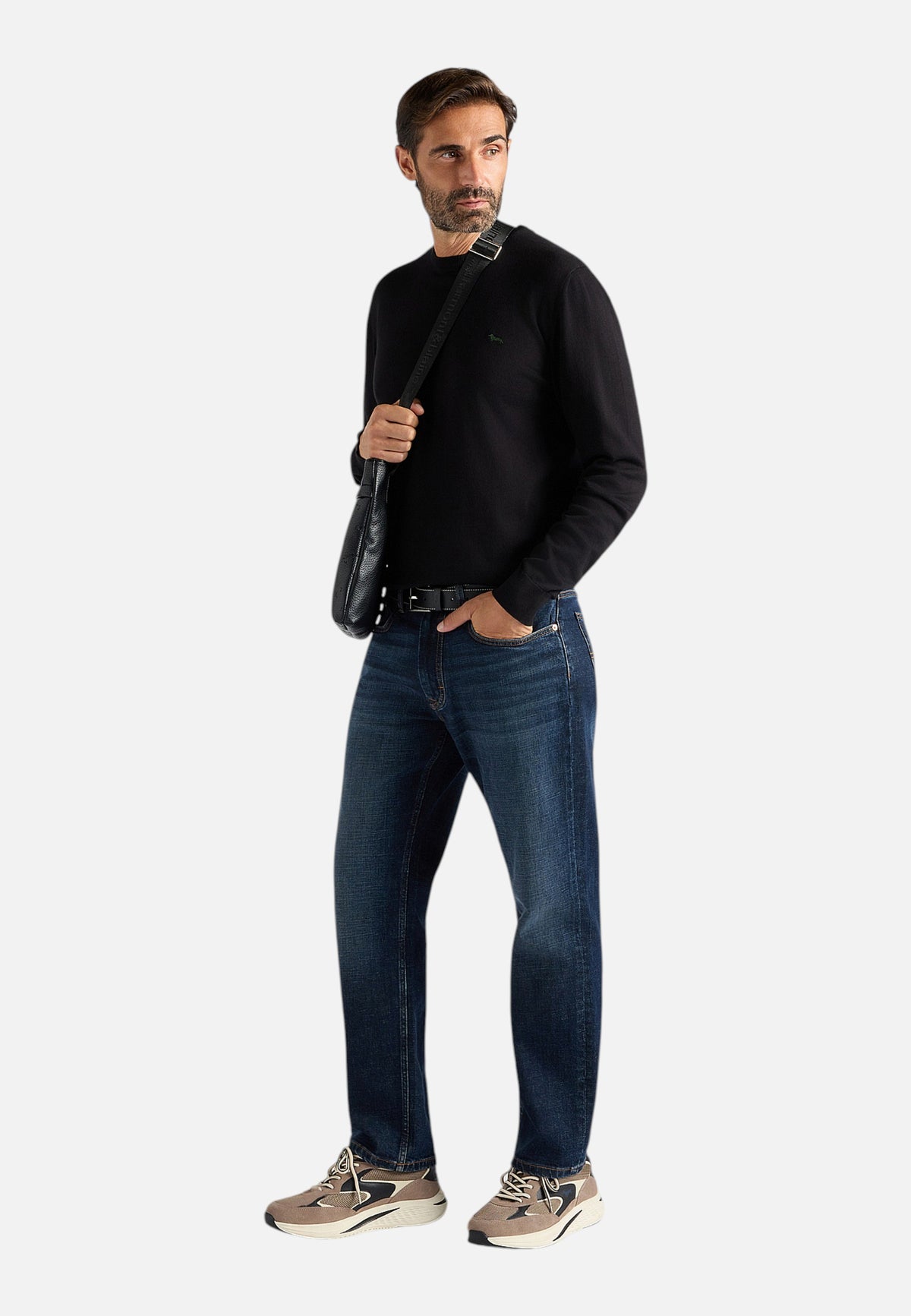 Maglia A Girocollo Uomo Harmont & Blaine Misto cotone e cashmere, Regular Fit, Tinta unita, Finiture a costine, Made in Italy  HRR249030744