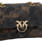 Borsa A Tracolla Donna Pinko Pelle scamosciata stampata, effetto trapuntato, fibbia Love Birds, tracolla a catena, misure 22 x 8 x 16 cm Love Puff Mini Suede Print 100039A3LR