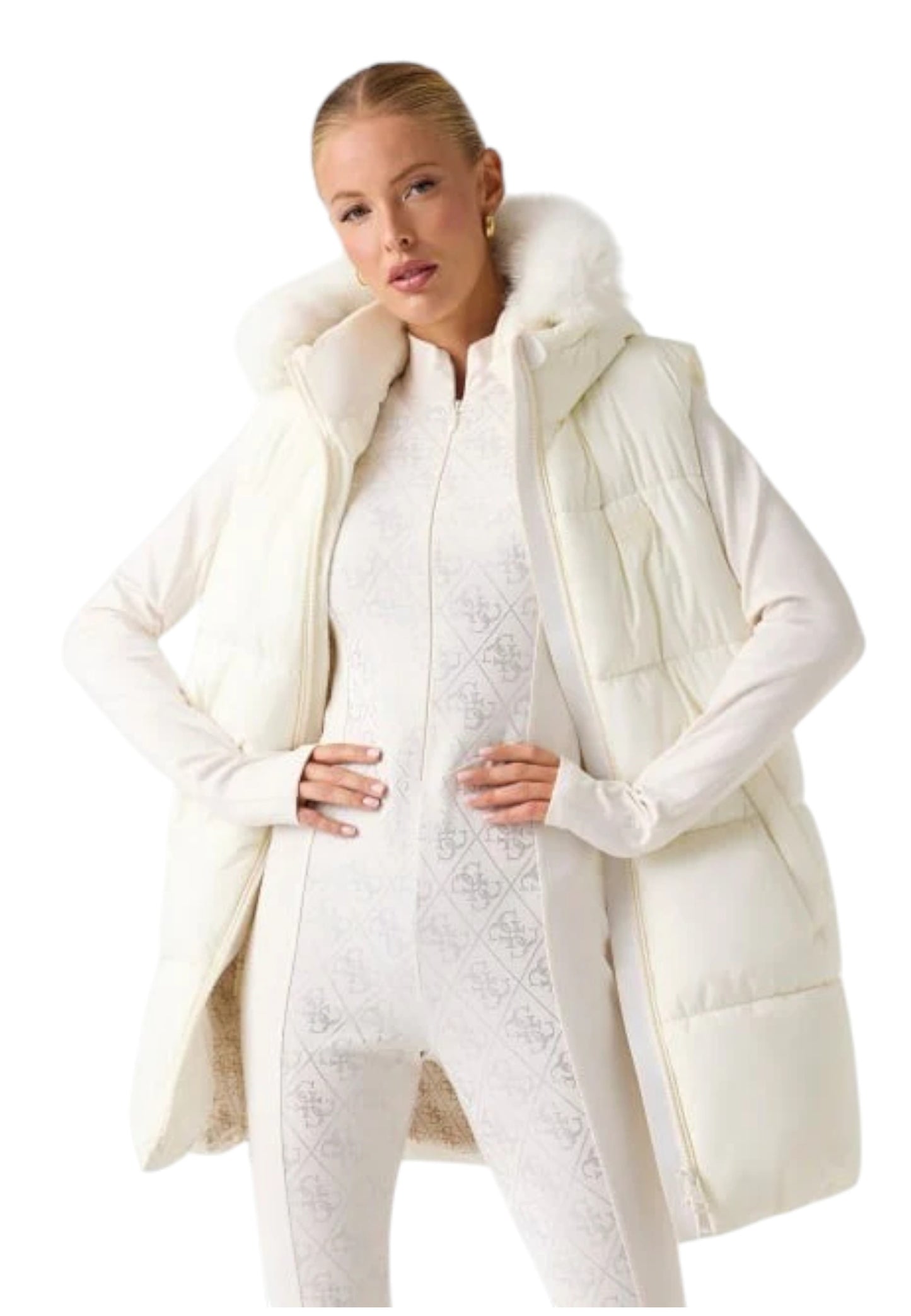 Gilet Con Cappuccio Donna Guess Imbottito Katrina W5BL81W3282