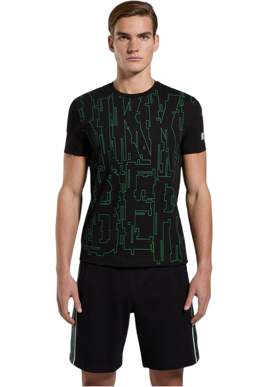 T-Shirt Manica Corta Uomo Bikkembergs Stampa Optical