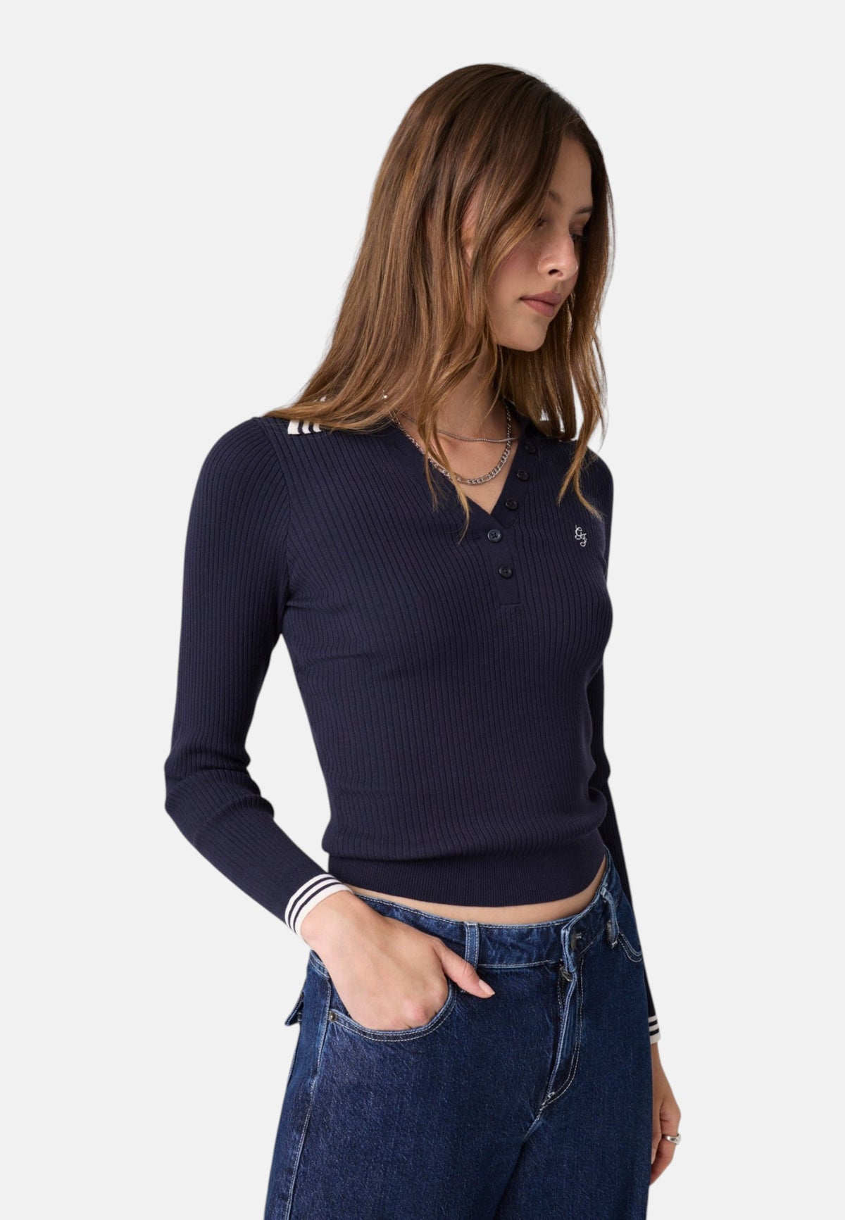 Polo Manica lunga Donna Guess In Maglia, Logo ricamato Gj W6BR16Z1261