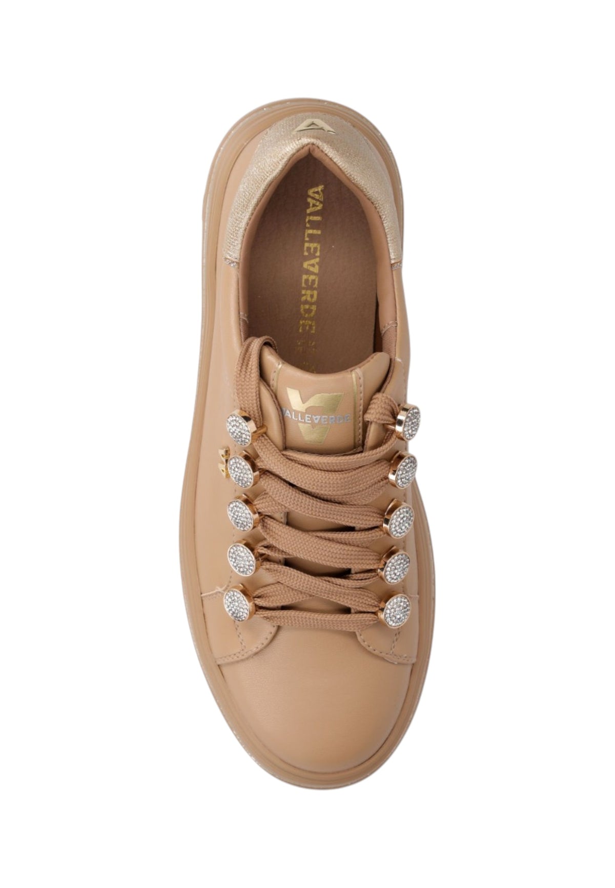 Sneakers Basse Donna Valleverde chiusura con lacci, occhielli decorativi, inserto luminoso sul tallone, suola alta, sottopiede in pelle  V35453