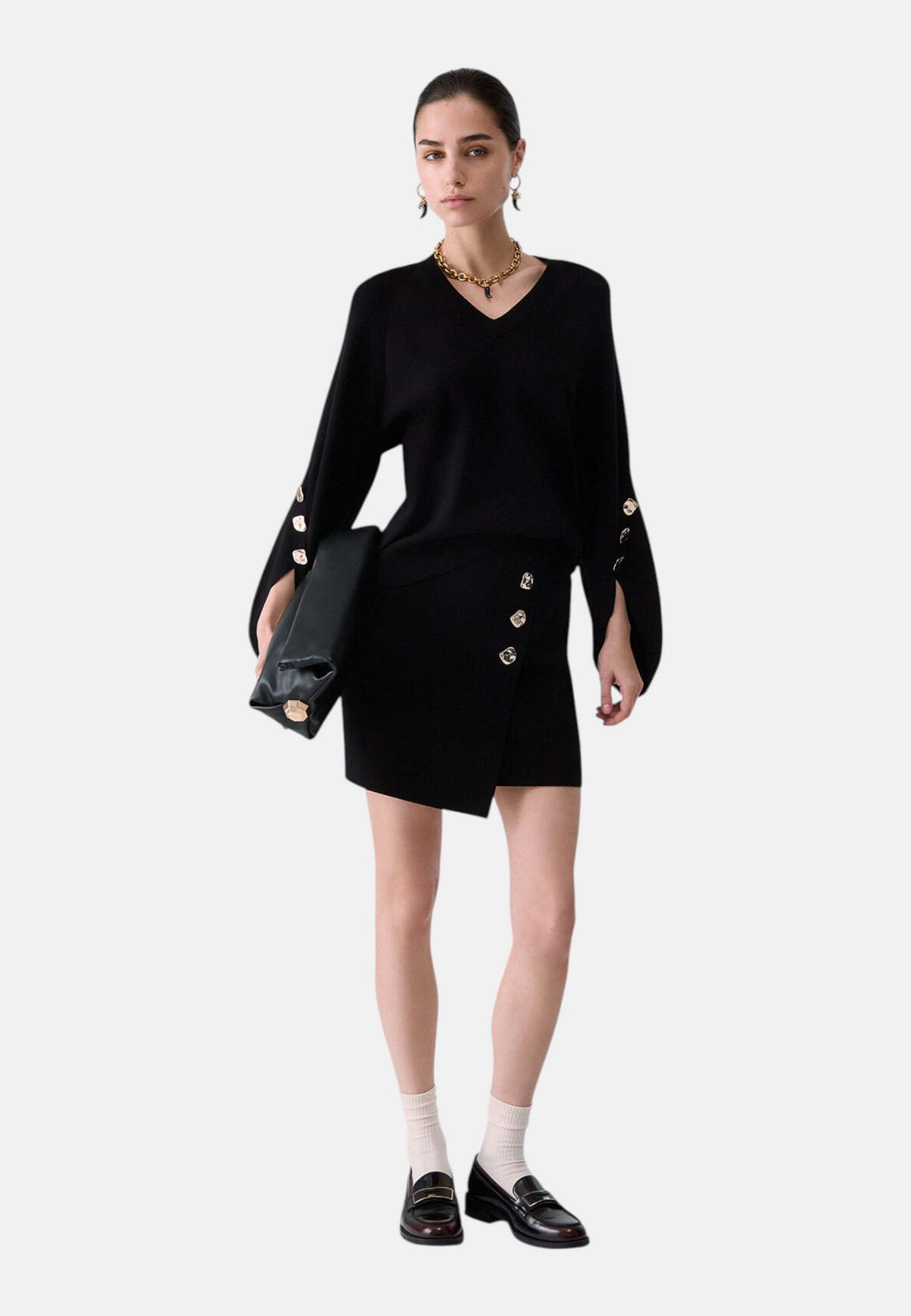 Maglia Scollo A V Donna Liu Jo Con Maniche A Mantella  CF6092MS99E